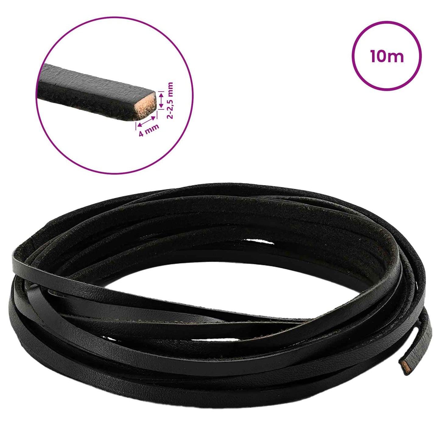 Leather Strap Black 1000 x 0.4 cm Leather