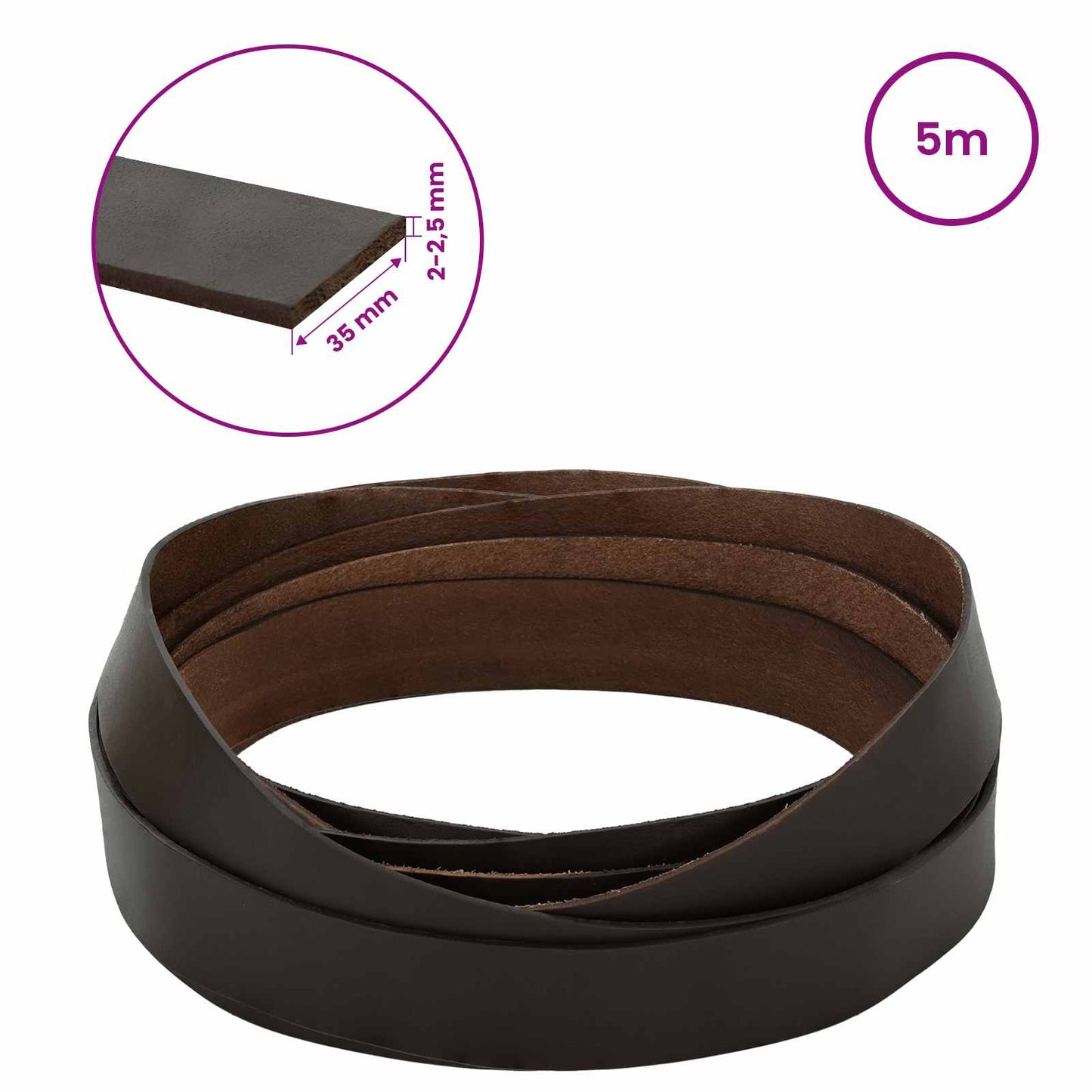 Leather Strap Dark Brown 500 x 3.5 cm Leather