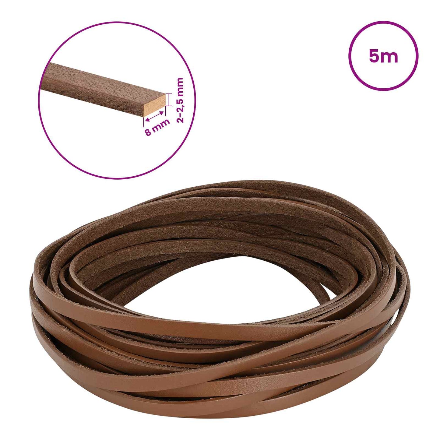 Leather Strap Brown 500 x 0.8 cm Leather