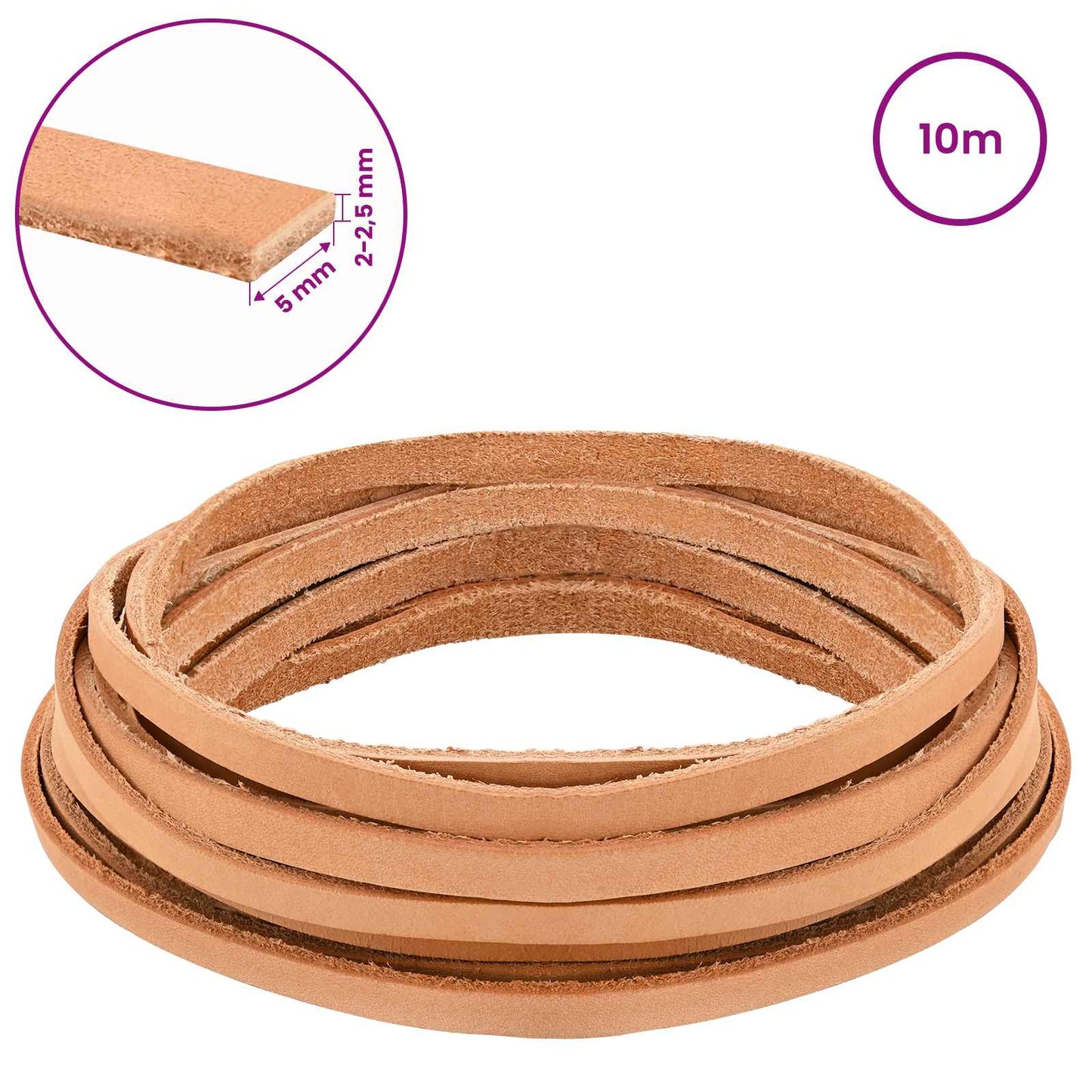 Leather Strap Light Brown 1000 x 0.5 cm Leather