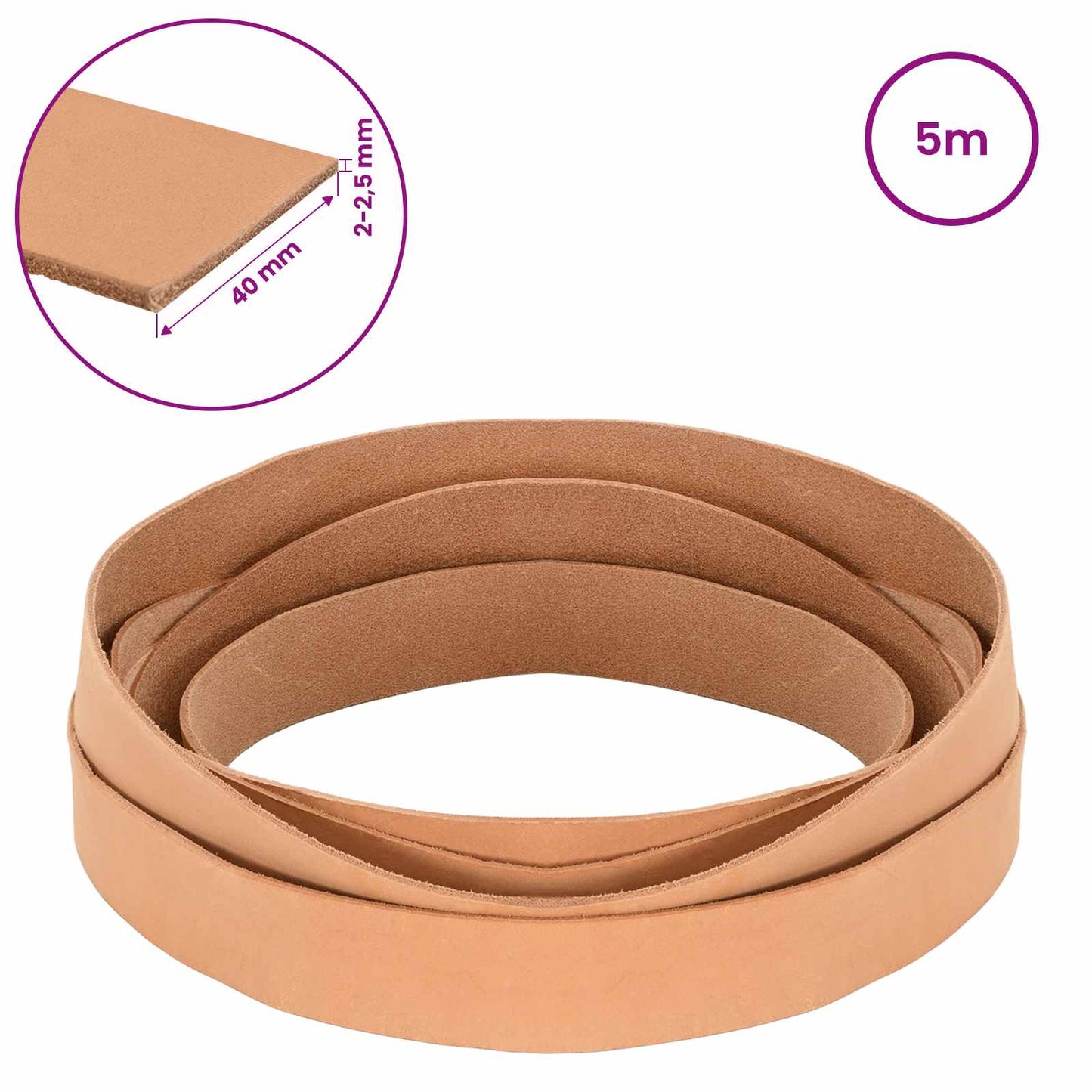 Leather Strap Light Brown 500 x 4 cm Leather