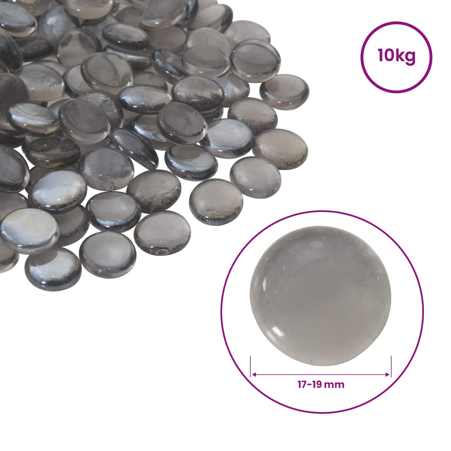Glass Nugget 17-19 mm Purple Grey Glass