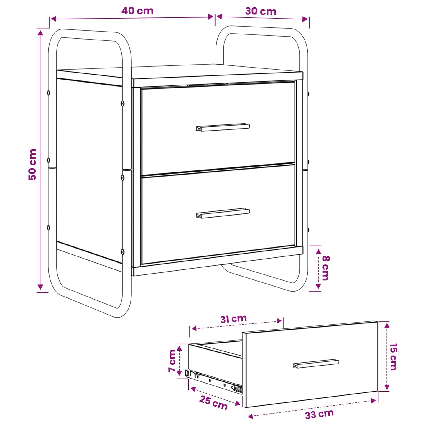 Hanging Bedside Cabinet Black Oak 40 x 30 x 50 cm