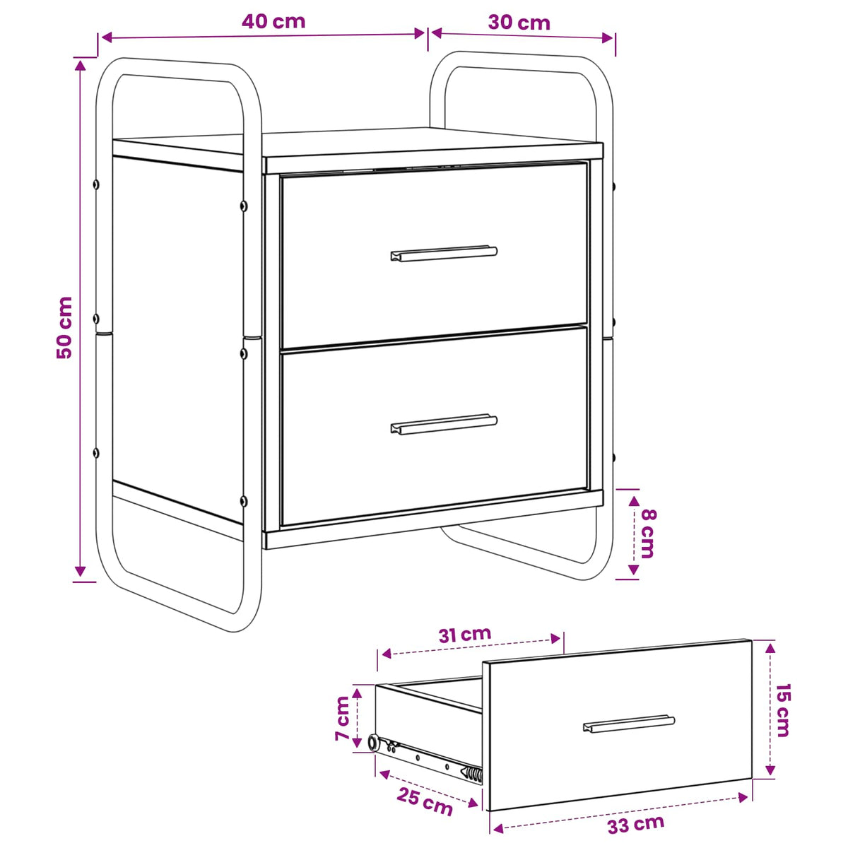 Hanging Bedside Cabinet Artisan Oak 40 x 30 x 50 cm
