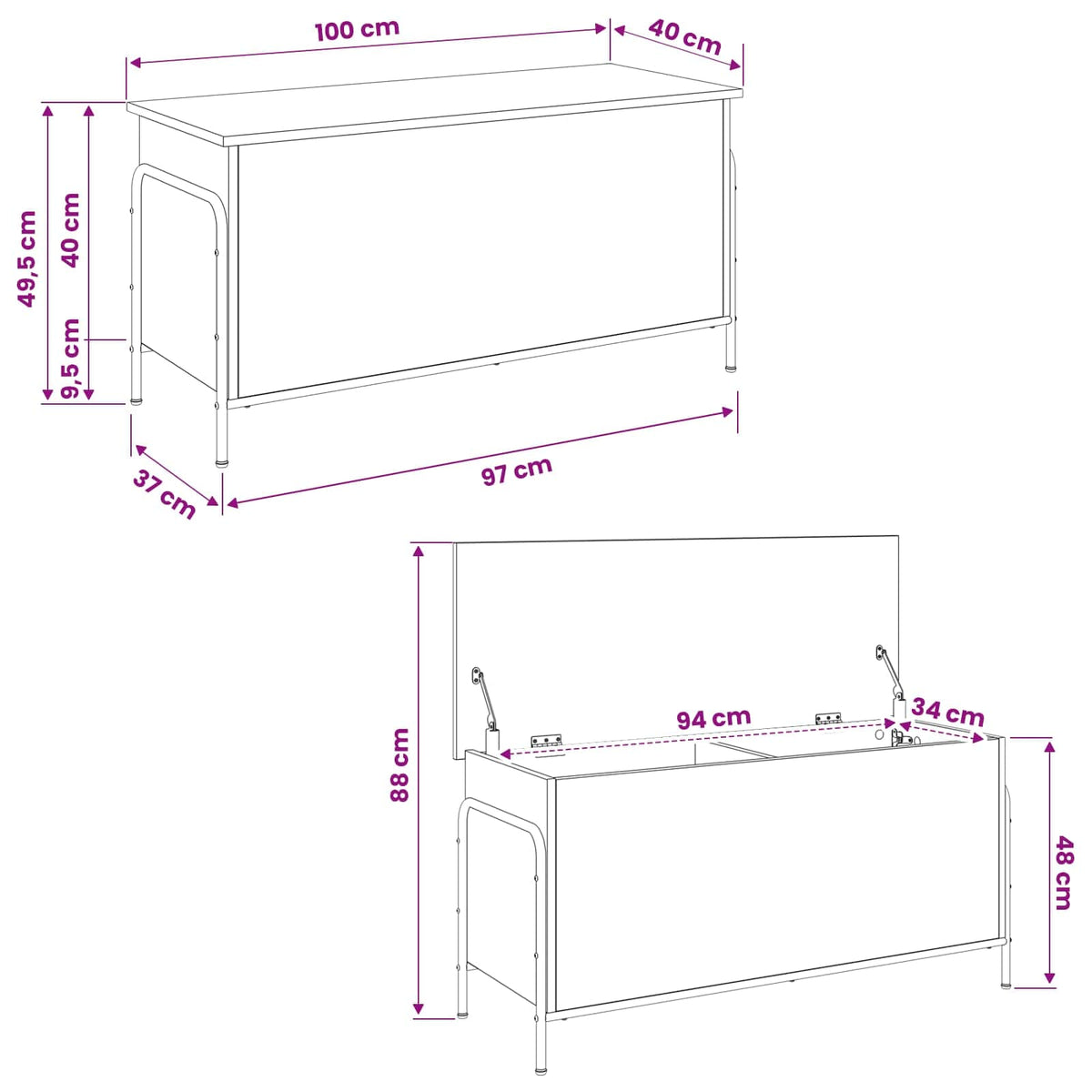 Storage Box Artisan Oak 100 x 40 x 49.5 cm Engineered Wood