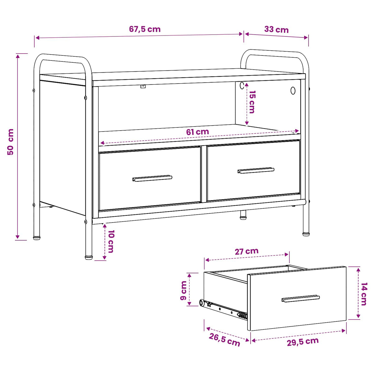 TV Cabinet 67.5 x 33 x 50 cm Grey Sonoma Engineered Wood