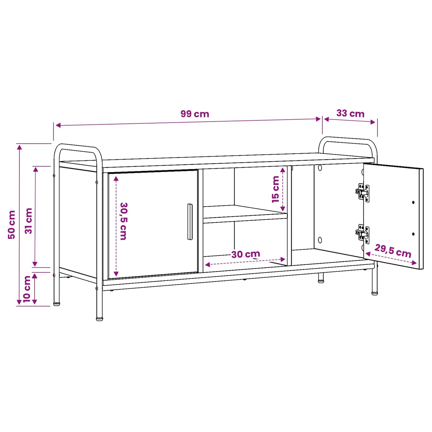 TV Cabinet 99 x 33 x 50 cm Grey Sonoma Engineered Wood