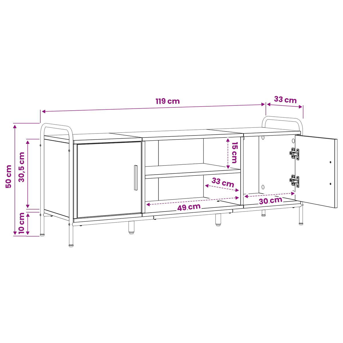 TV Cabinet 119 x 33 x 50 cm Sonoma Oak