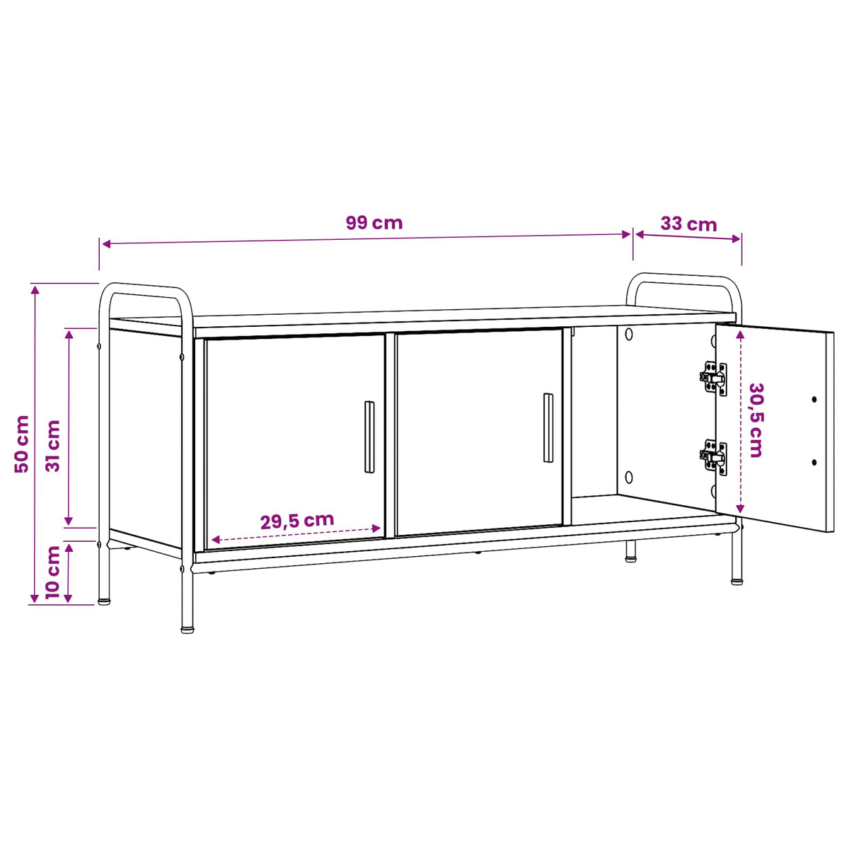 TV Cabinet 99 x 33 x 50 cm Sonoma Oak Engineered Wood