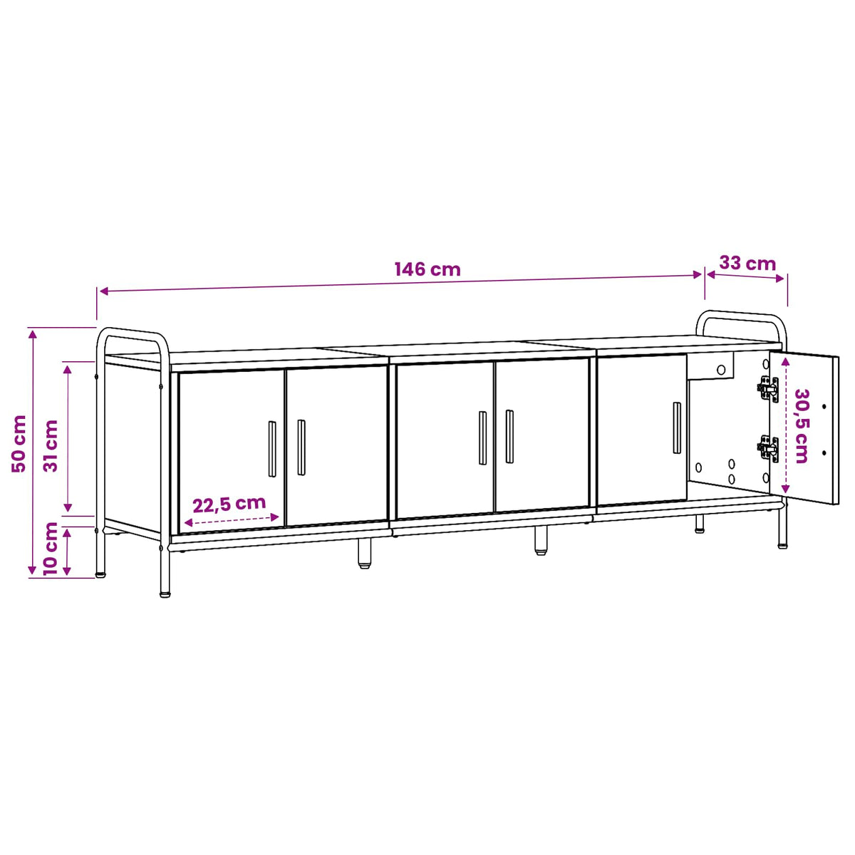 TV Cabinet 146 x 33 x 50 cm Smoked Oak Engineered Wood