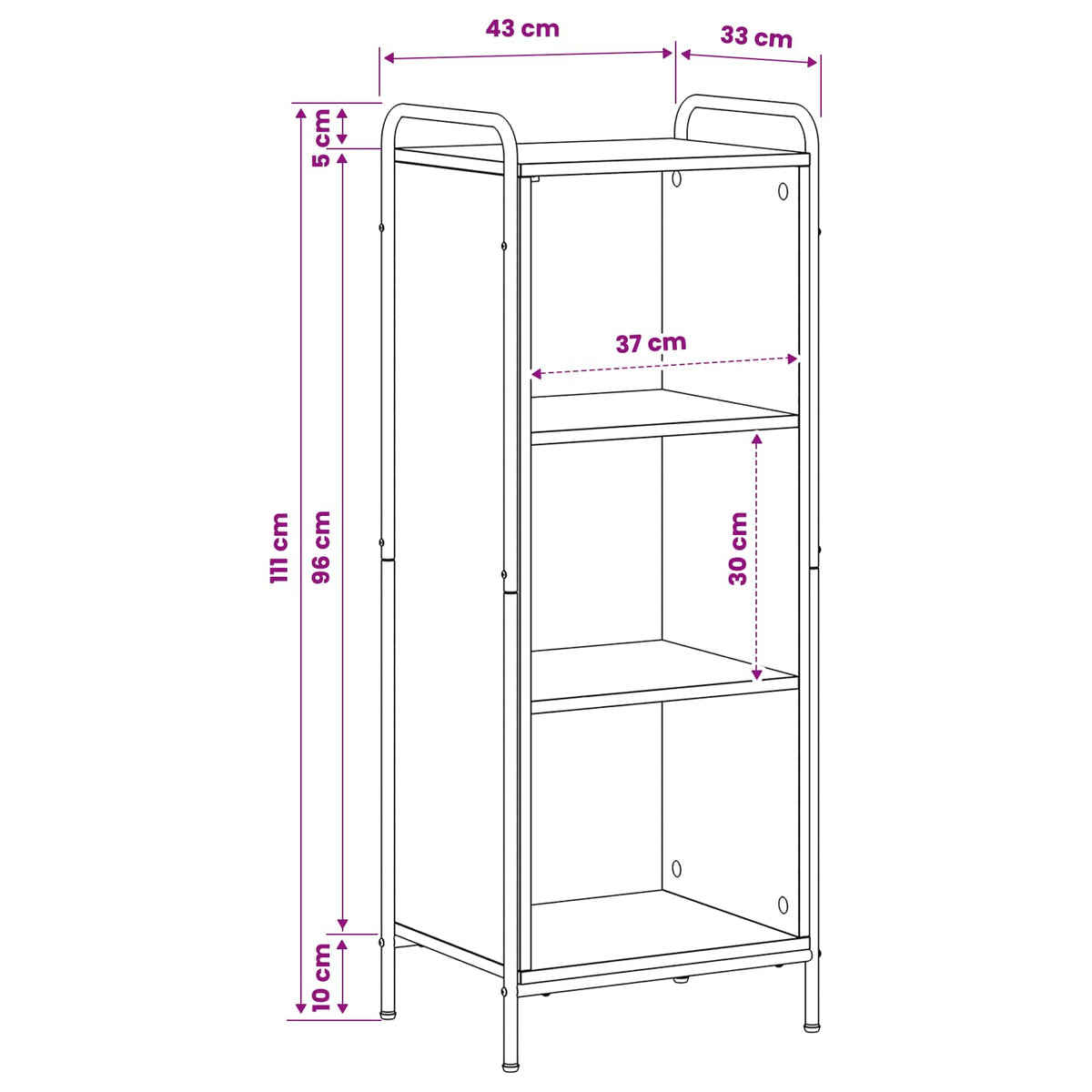 Book Cabinet 43 x 33 x 111 cm Engineered Wood Black Oak
