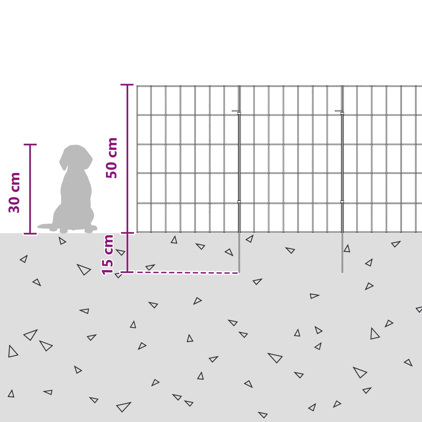 Garden Fence with Stakes 24 pcs 35 x 50 cm Mesh Silver