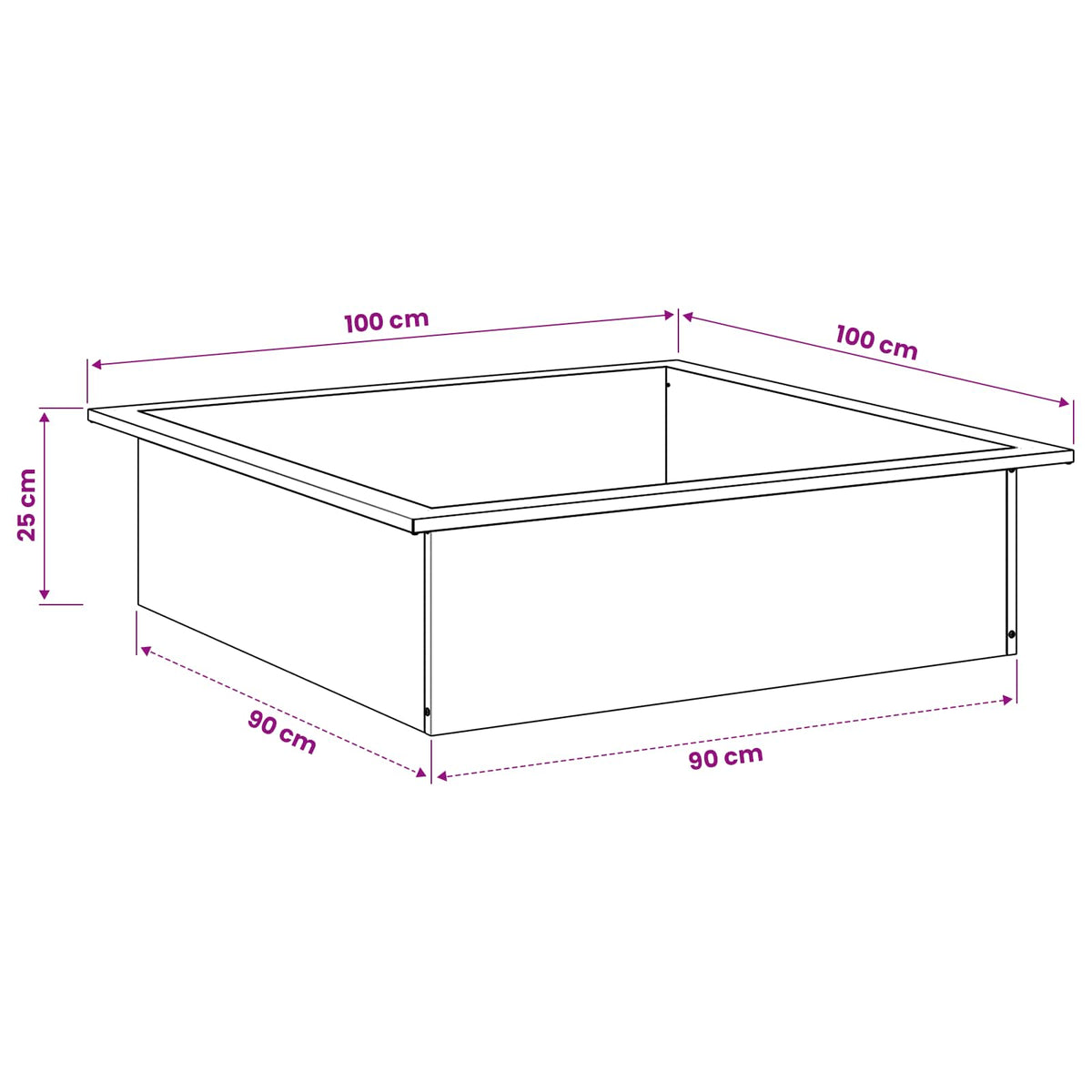 Fire Pit Ring Black 100 x 100 x 25 cm Steel