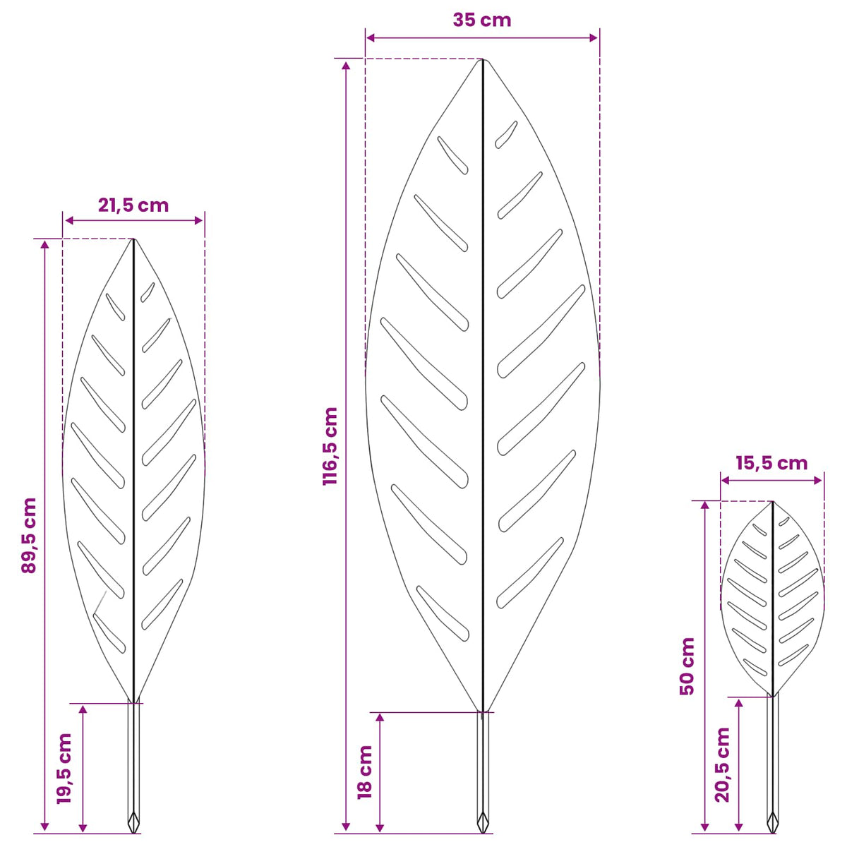 Garden Stake 3 pcs 116.5 x 35 x 3 cm Olive Green Steel