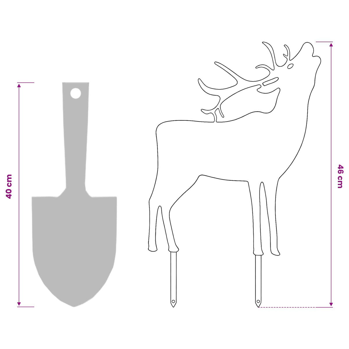 Garden Stake 46 x 30 cm Steel White