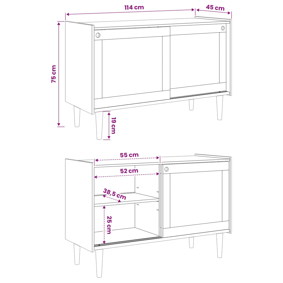 Sideboard BILBAO Dark Caramel 114 x 45 x 75 cm