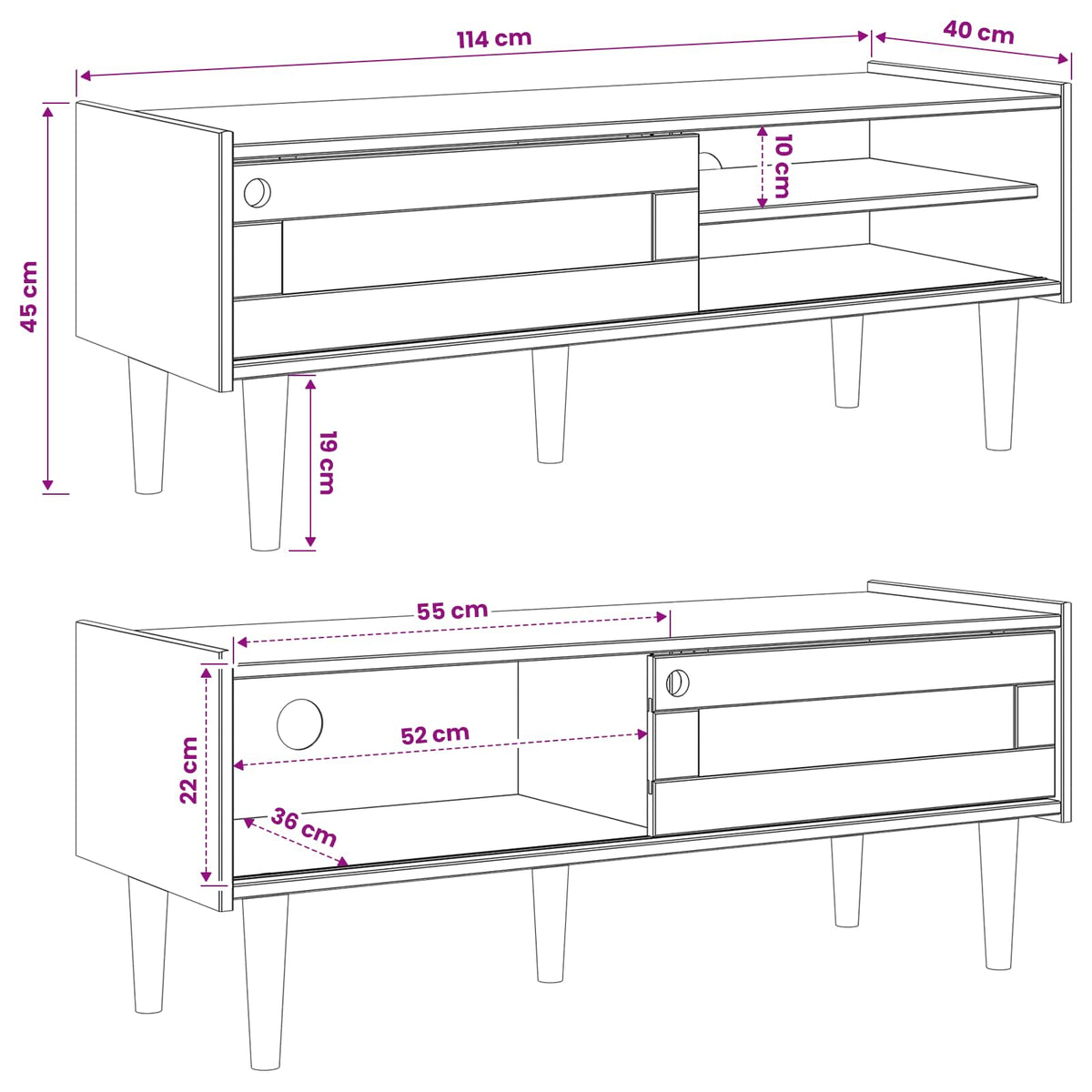 TV Cabinet BILBAO 114 x 40 x 45 cm Dark Caramel