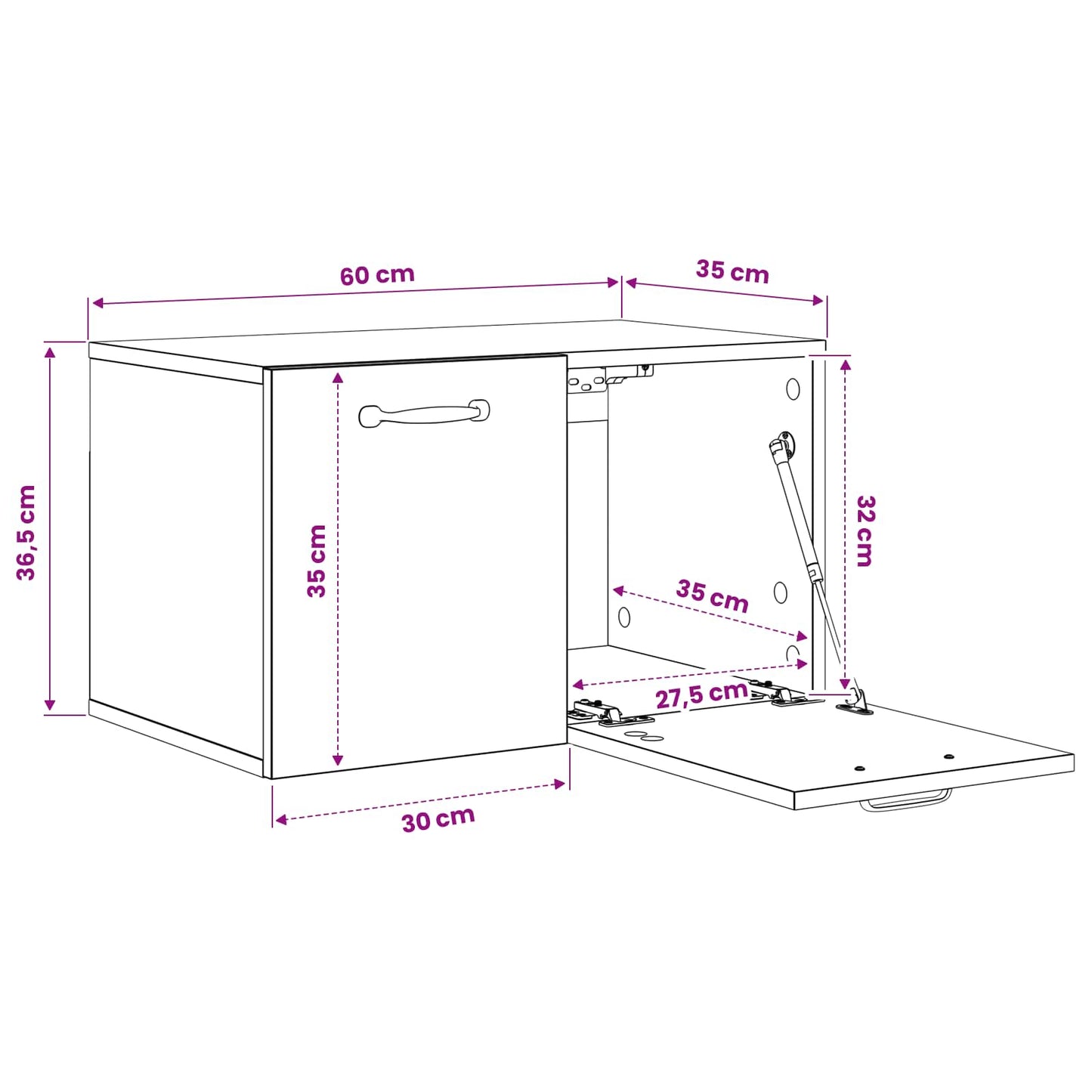 Wall Cabinet 60 x 36.5 x 35 cm Engineered Wood Black Oak