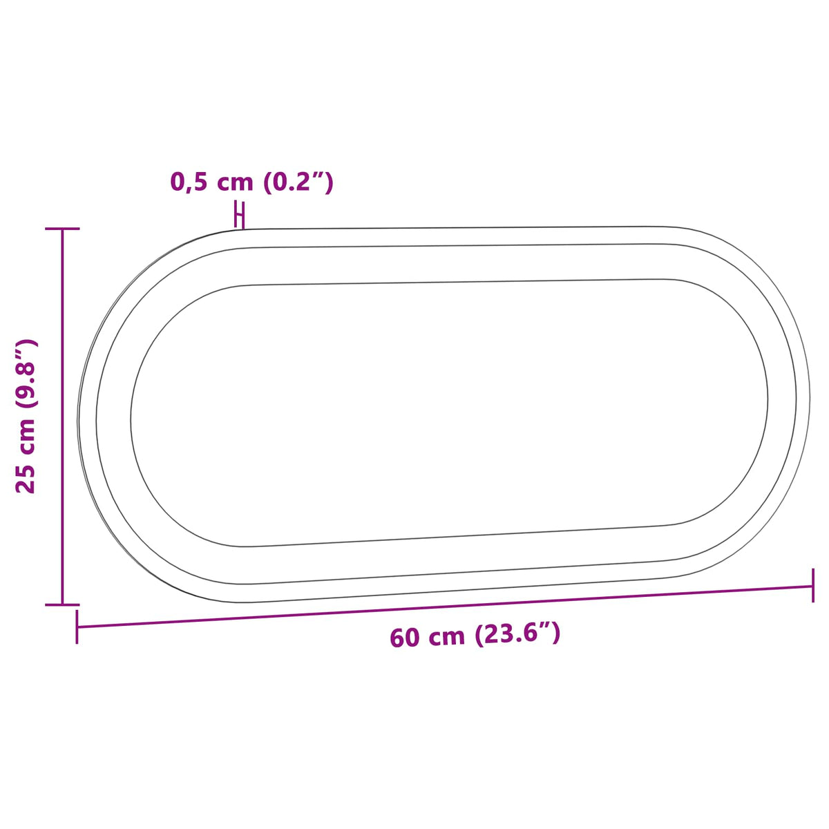 LED Bathroom Mirror Transparent 60 x 25 cm Tempered Glass