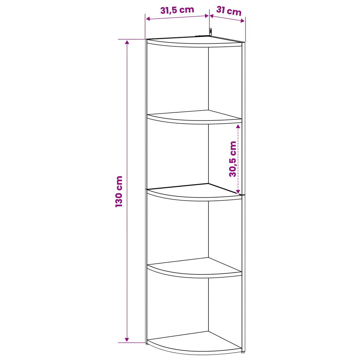 Corner Shelf 4-Tier 31.5 x 31 x 130 cm Engineered Wood Old Wood