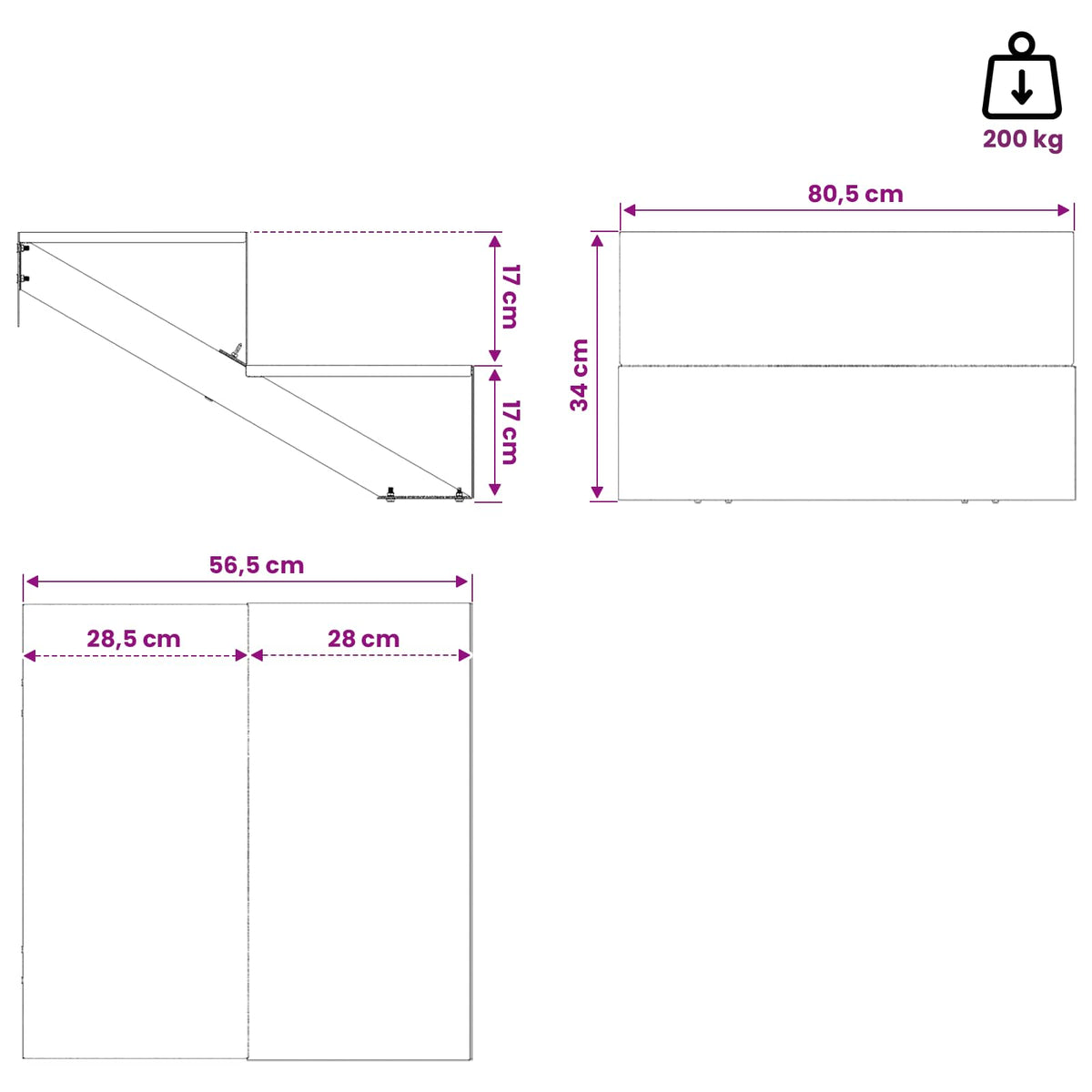 2-Step Garden Stairs 80.5 x 56.5 x 34 cm Steel Black