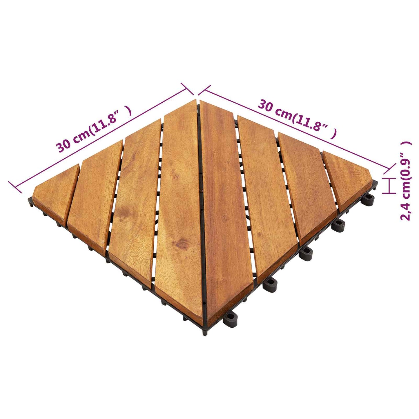 Decking Tile 30 pcs Brown 30 x 30 cm Acacia Hardwood