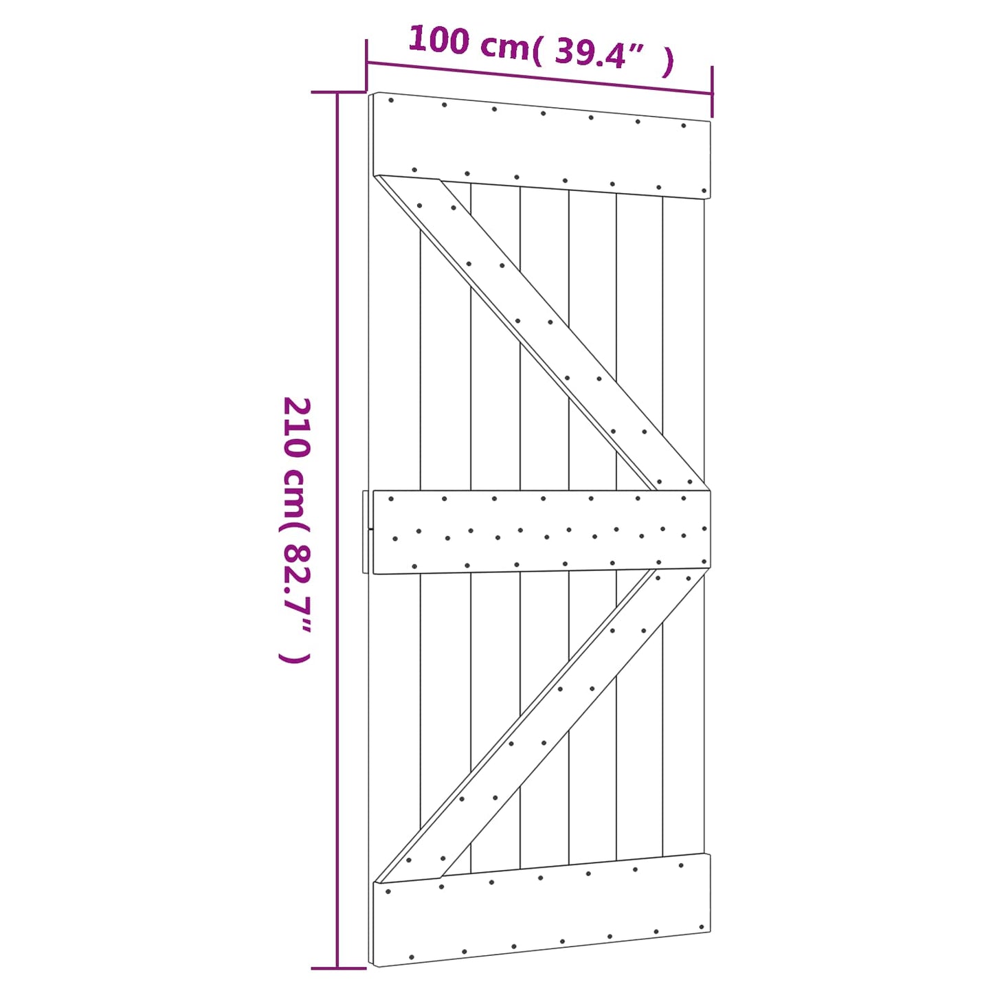 Sliding Door 100 x 210 cm Solid Pine Wood Natural and White