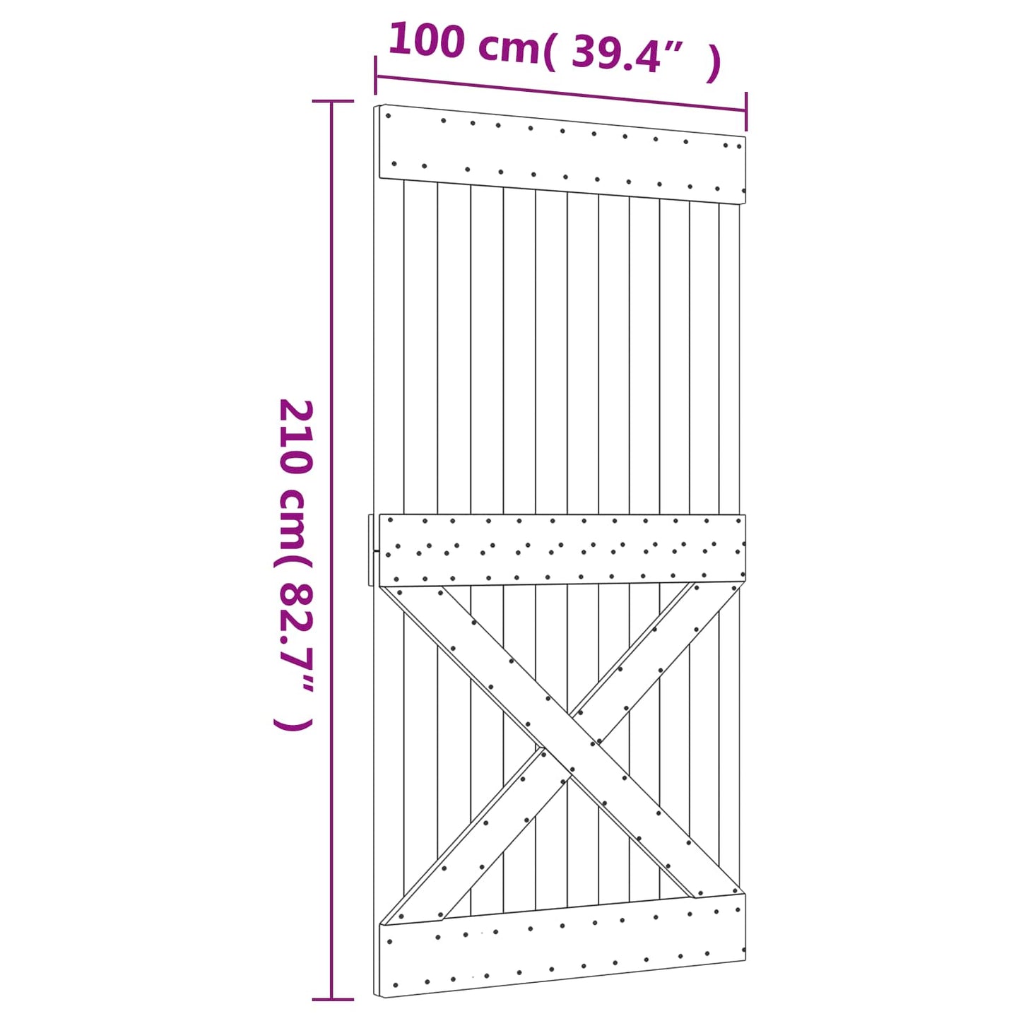 Sliding Door 100 x 210 cm Solid Pine Wood Natural and White