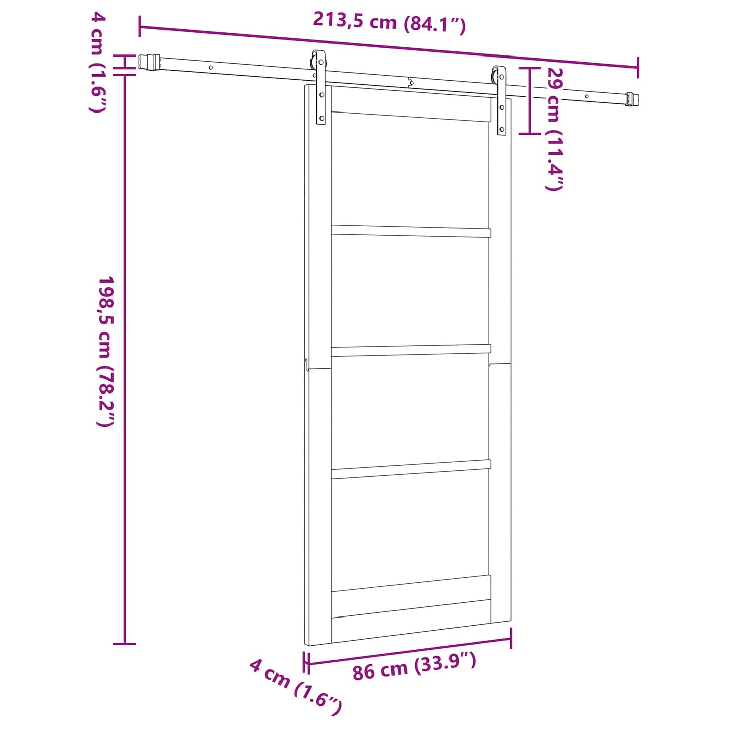 Sliding Door Natural 86 x 198.5 cm Solid Pine Wood