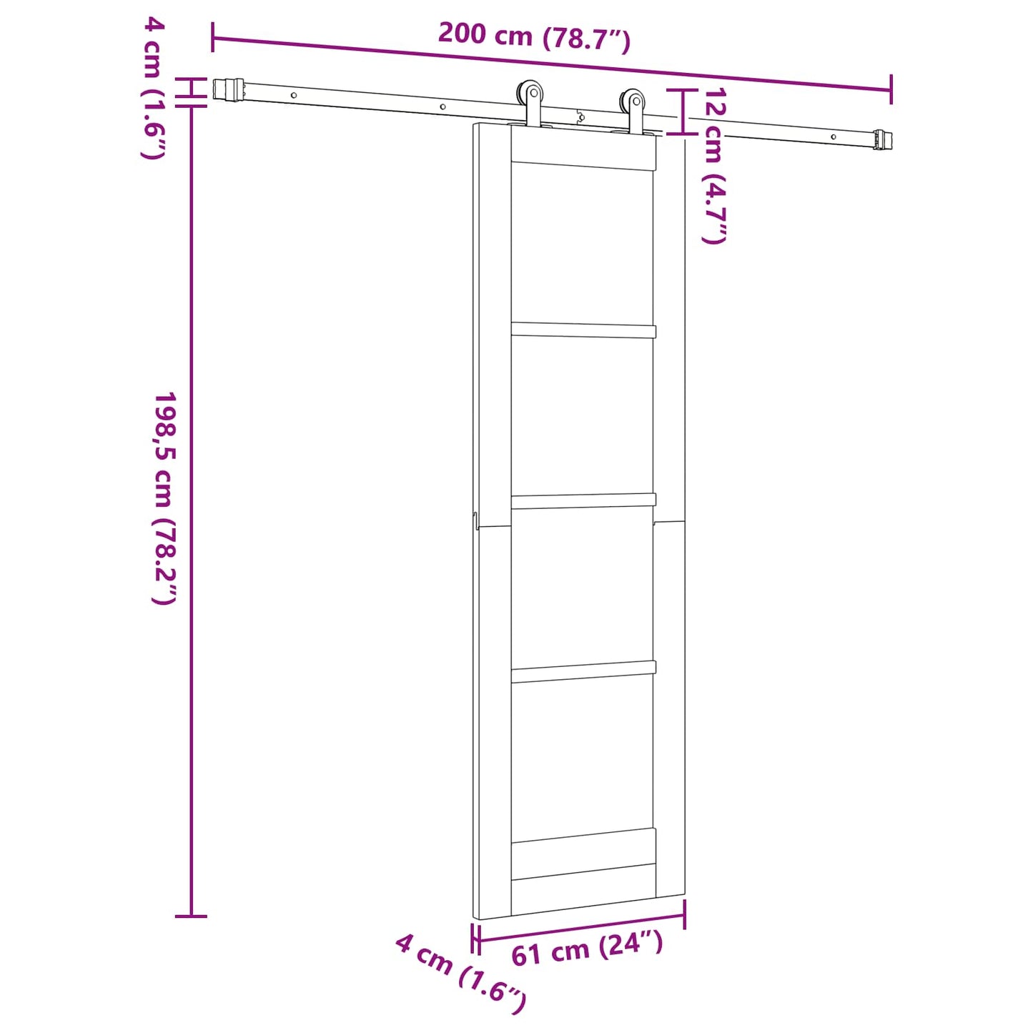 Sliding Door Natural and White 61 x 198.5 cm Solid Pine Wood
