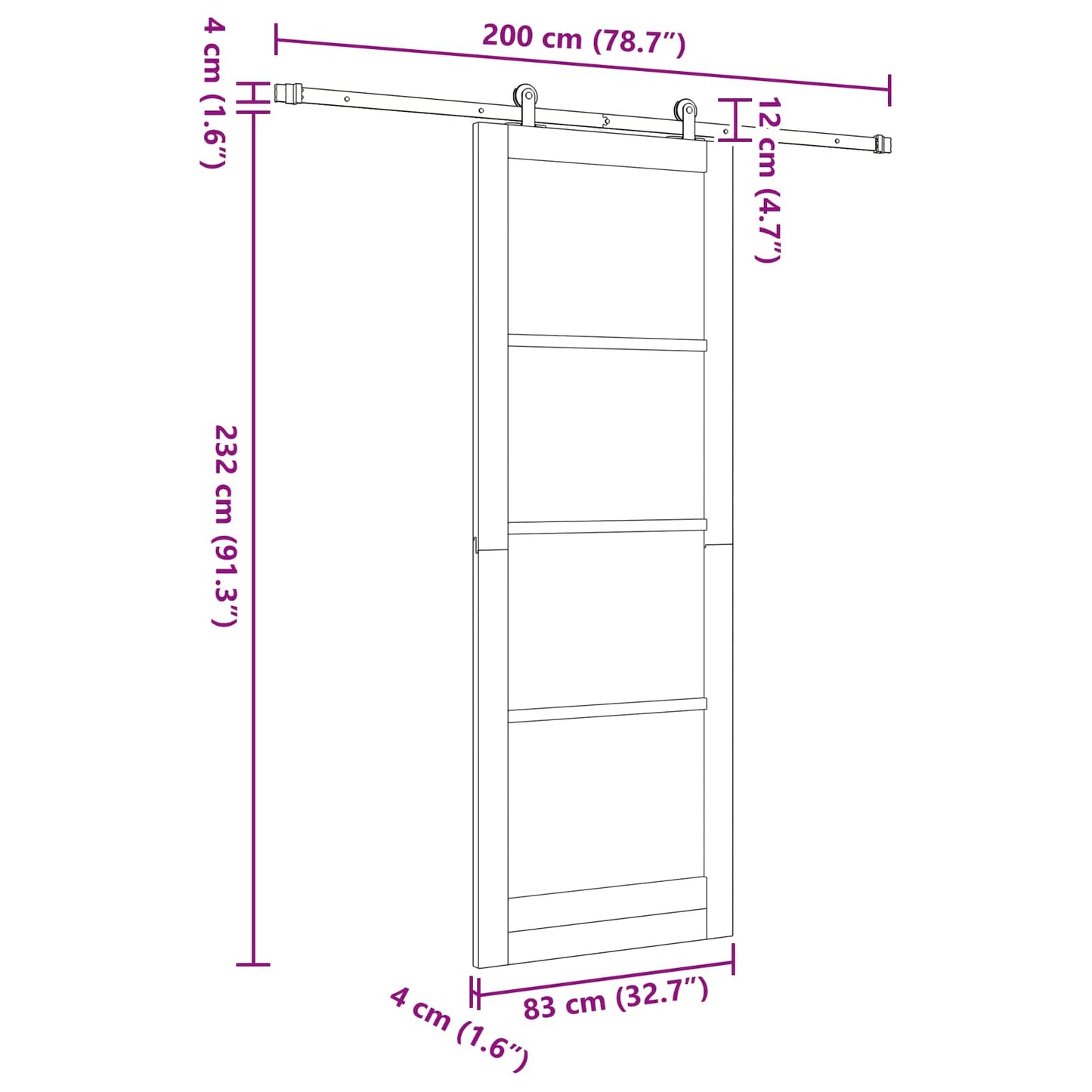 Sliding Door Natural and White 83 x 232 cm Solid Pine Wood