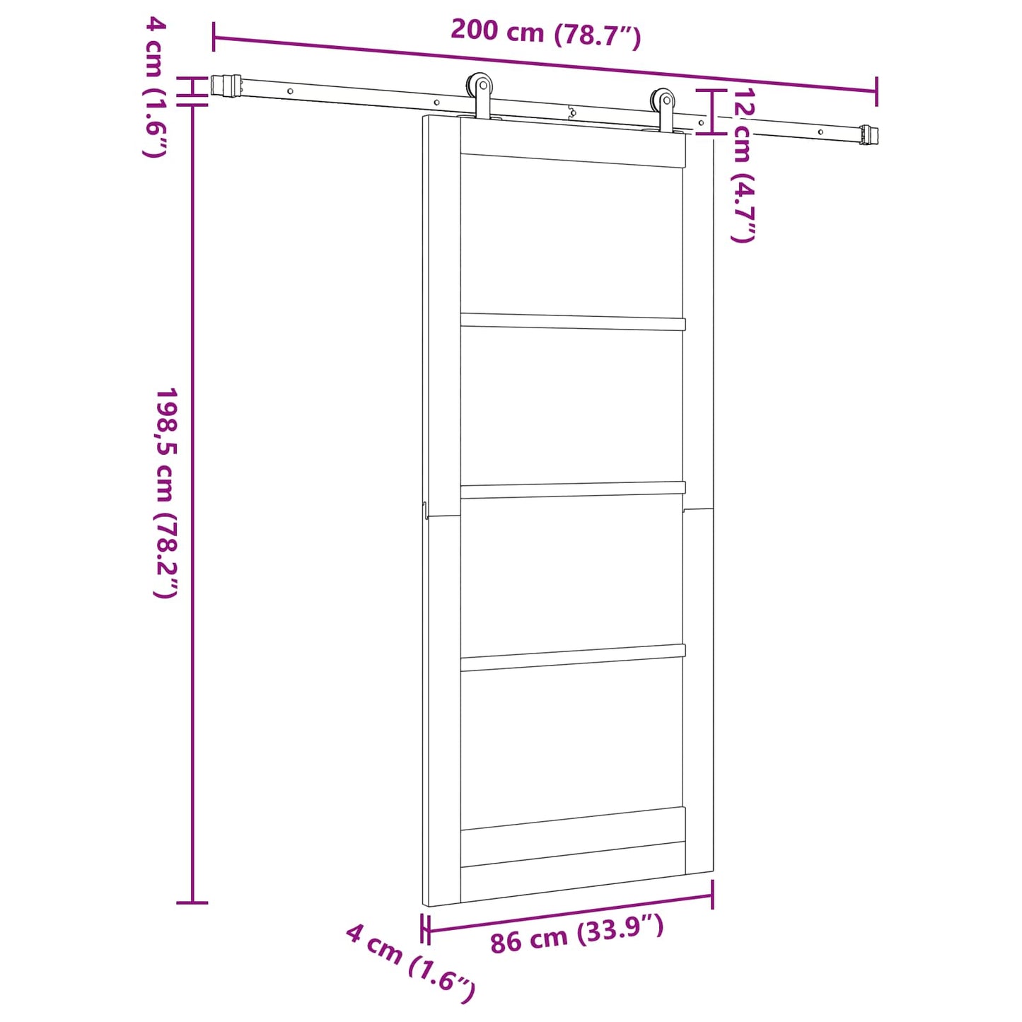 Sliding Door Natural and White 86 x 198.5 cm Solid Pine Wood