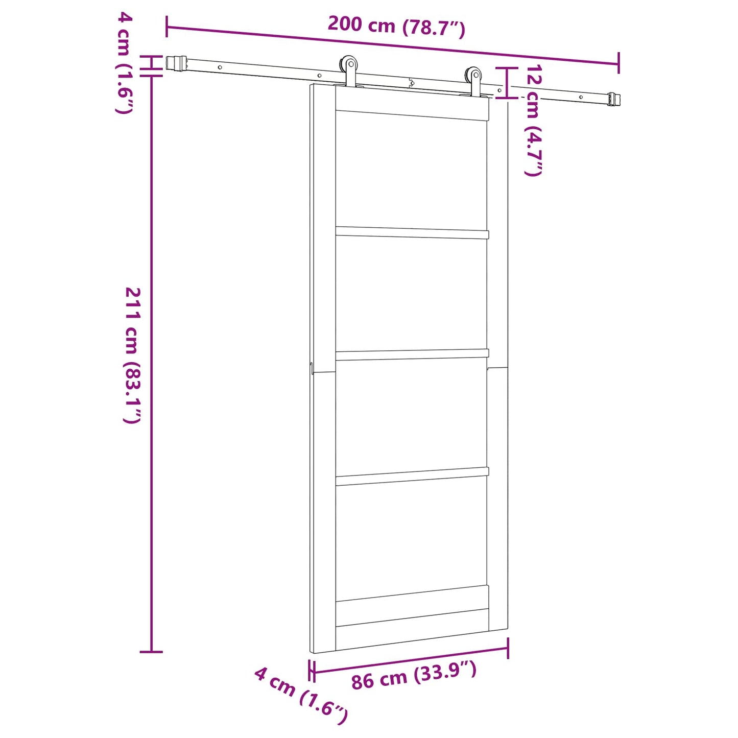 Sliding Door Natural and White 86 x 211 cm Solid Pine Wood