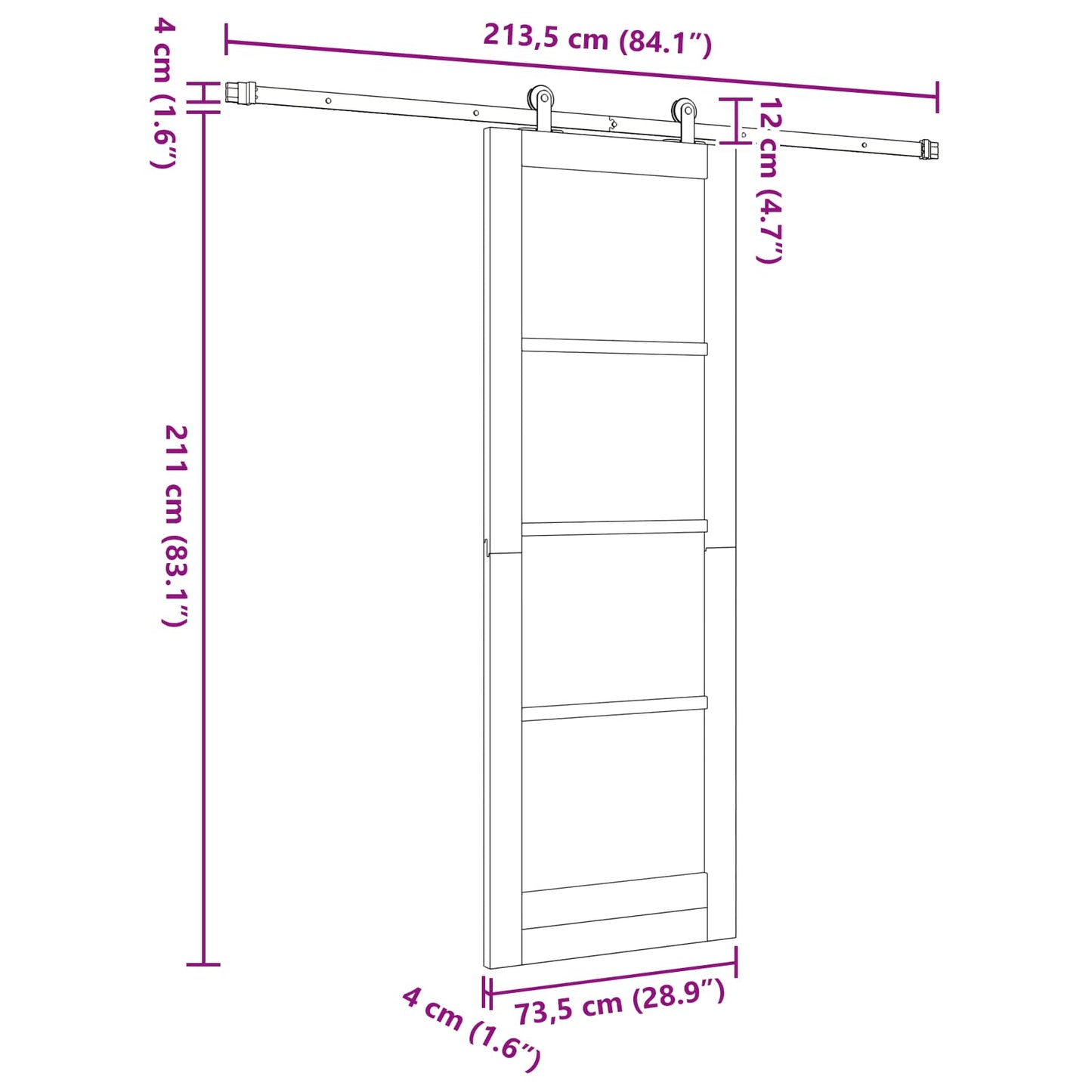 Sliding Door ORKDAL Natural 73.5 x 211 cm Solid Pine Wood