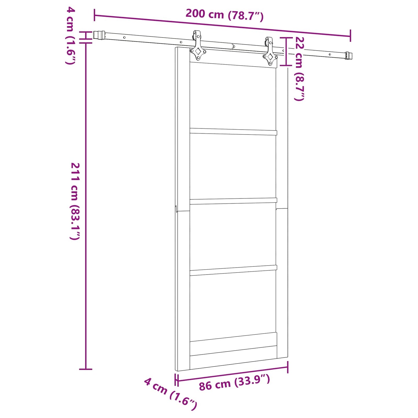 Sliding Door Natural and White 86 x 211 cm Solid Pine Wood