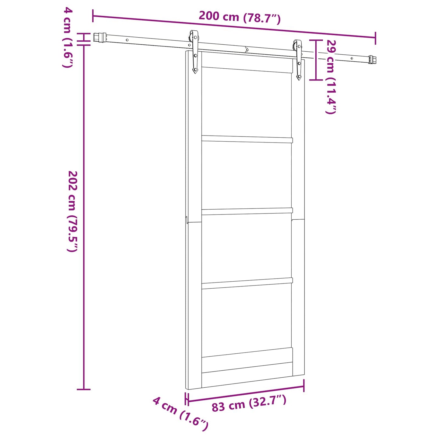Sliding Door ORKDAL White 83 x 202 cm Solid Pine Wood