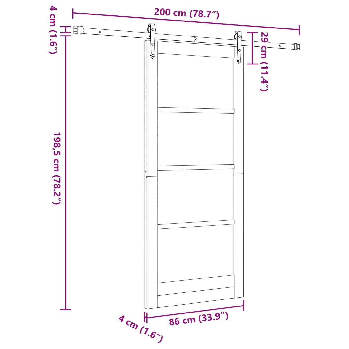 Sliding Door ORKDAL Natural and White 86 x 198.5 cm