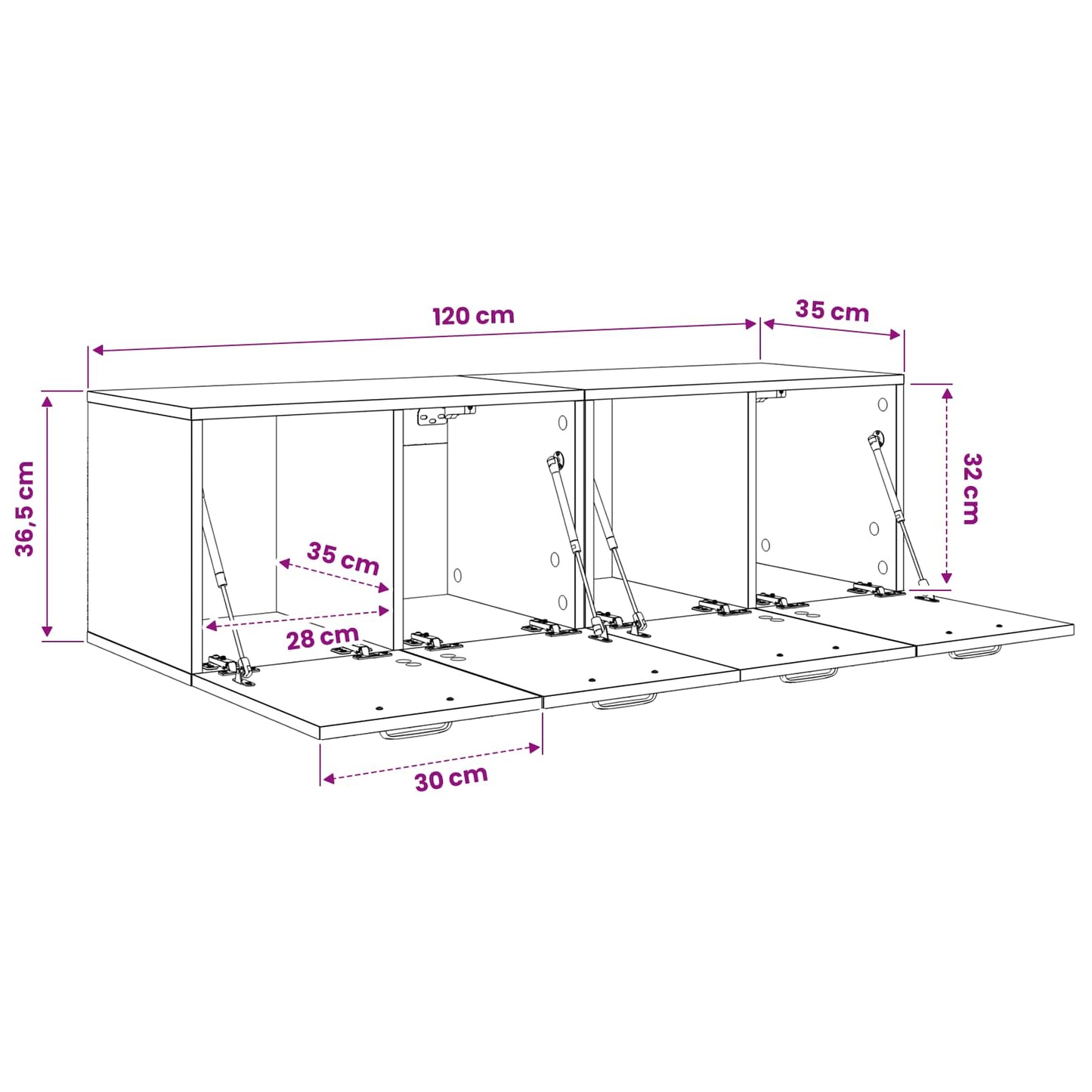 Wall Cabinet 2 pcs 120 x 36.5 x 35 cm Engineered Wood Black Oak