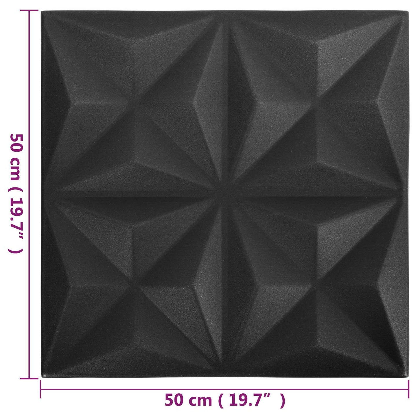 Wall Panels 24 pcs 50 x 50 cm Origami Black XPS Foam