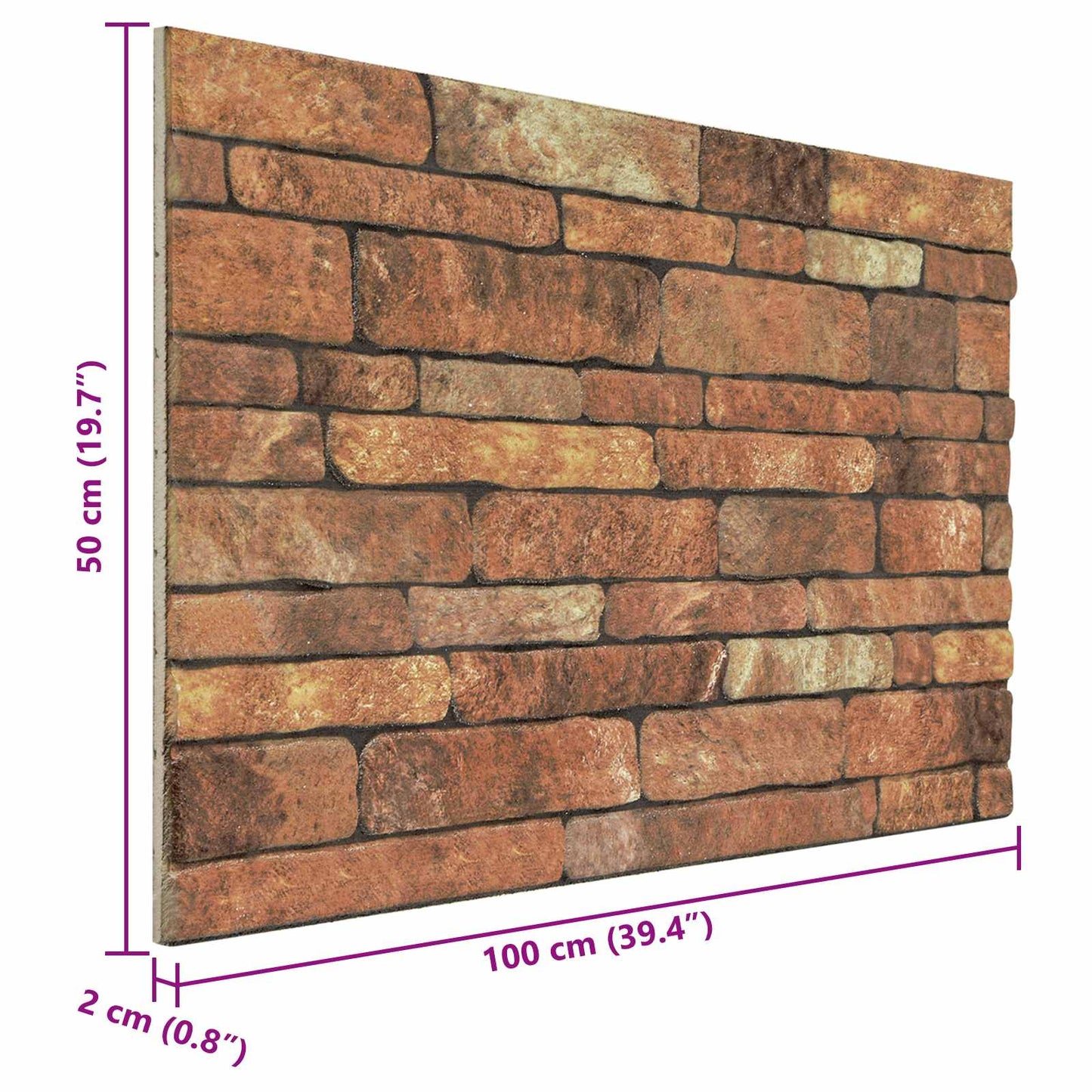 Wall Panels 10 pcs 100 x 50 cm Brown and White EPS Foam