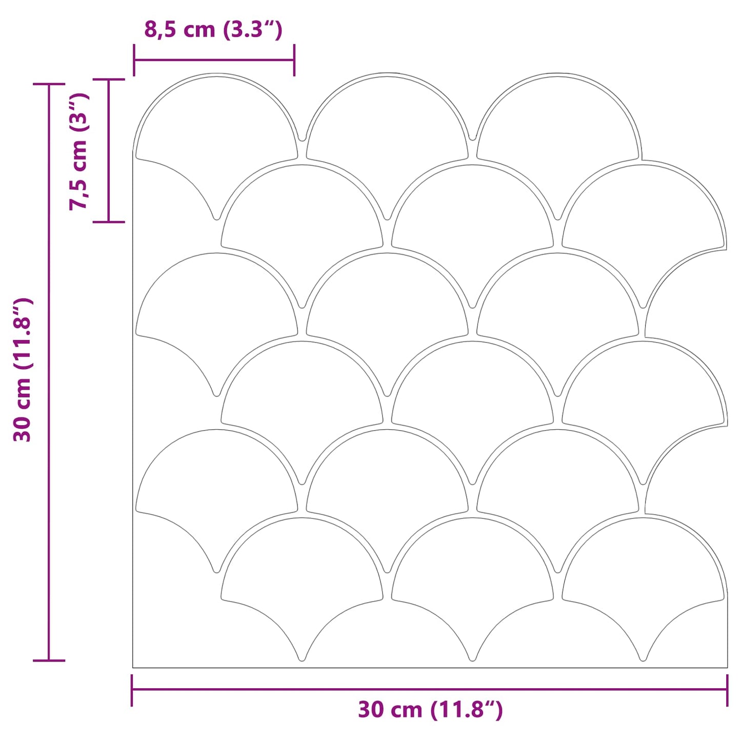 Fish Scale Tile 10 pcs Light Pink 30 x 30 cm