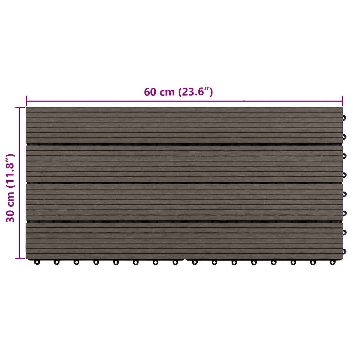 Decking Tile 6 pcs Dark Brown 60 x 30 cm WPC