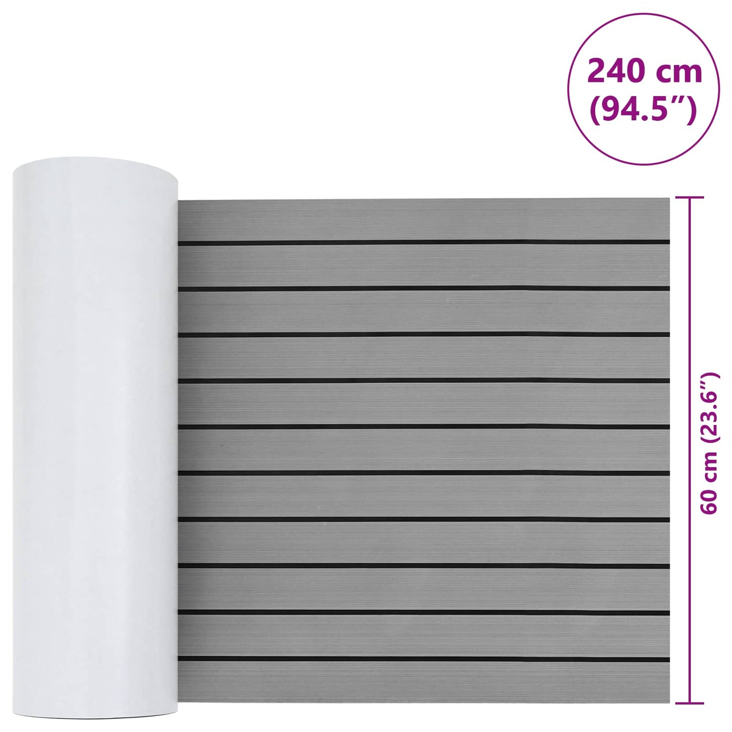 Boat Mat Striped Light Grey and Black 240 x 60 cm EVA