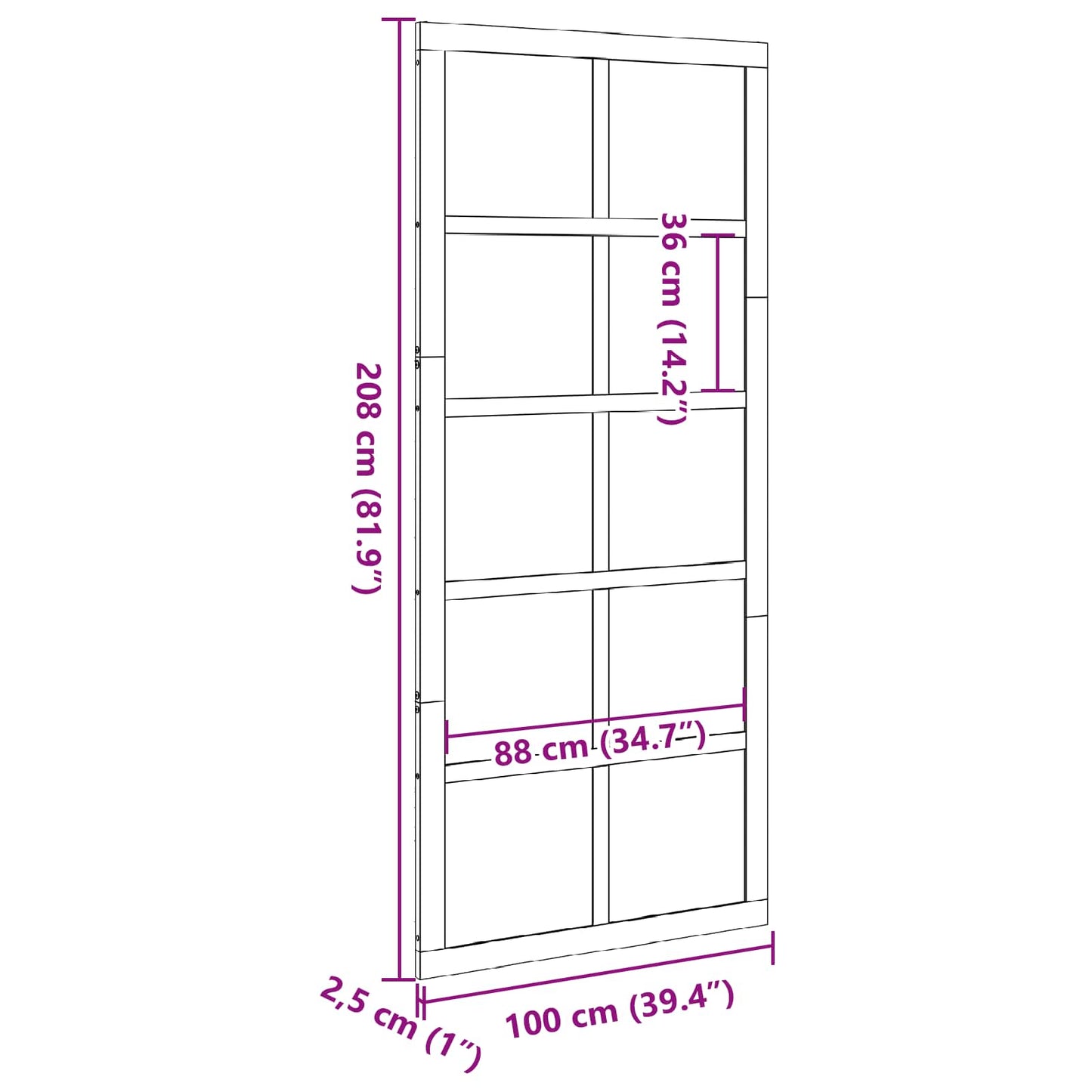 Barn Door Wax brown 100 x 2.5 x 208 cm Solid Pine Wood