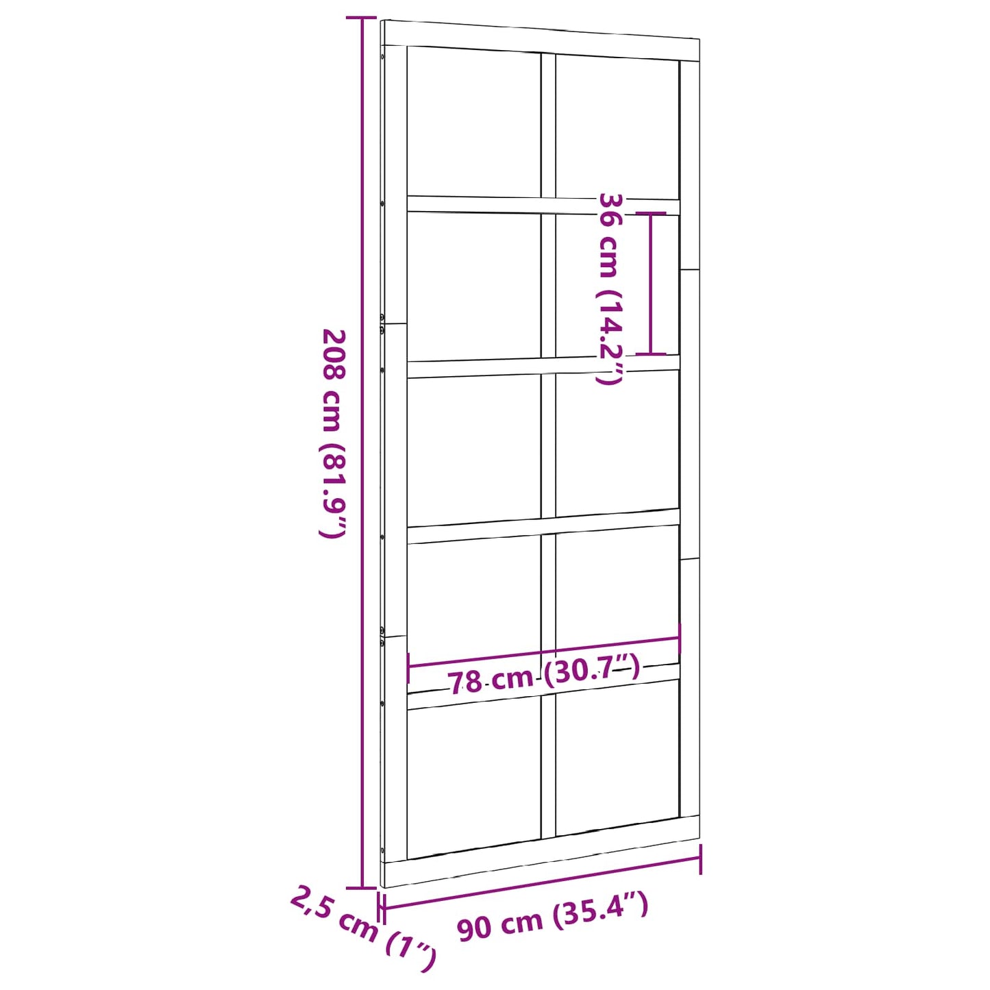 Barn Door Wax brown 90 x 2.5 x 208 cm Solid Pine Wood