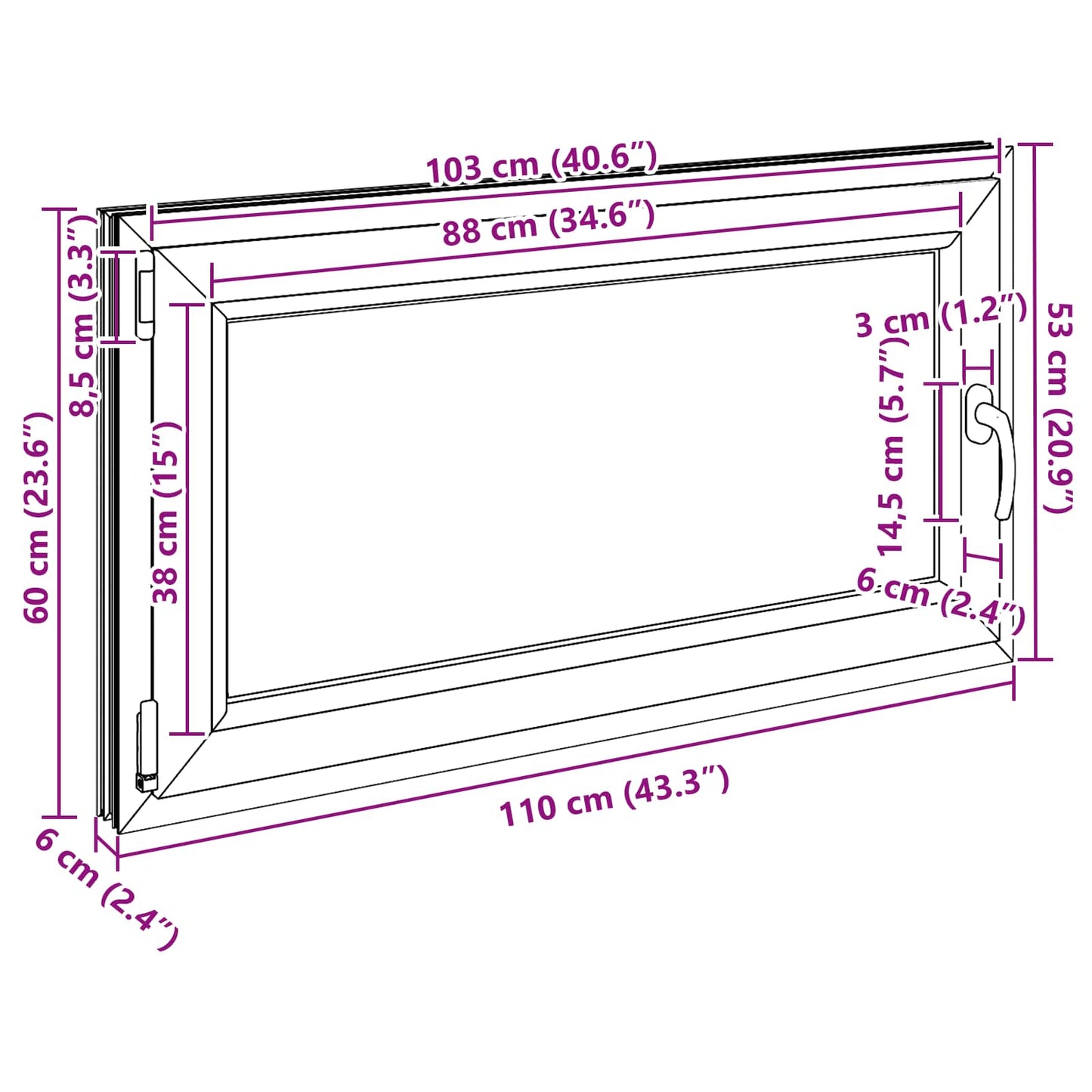 Basement Window RISOR 110 x 60 cm PVC and Glass Anthracite
