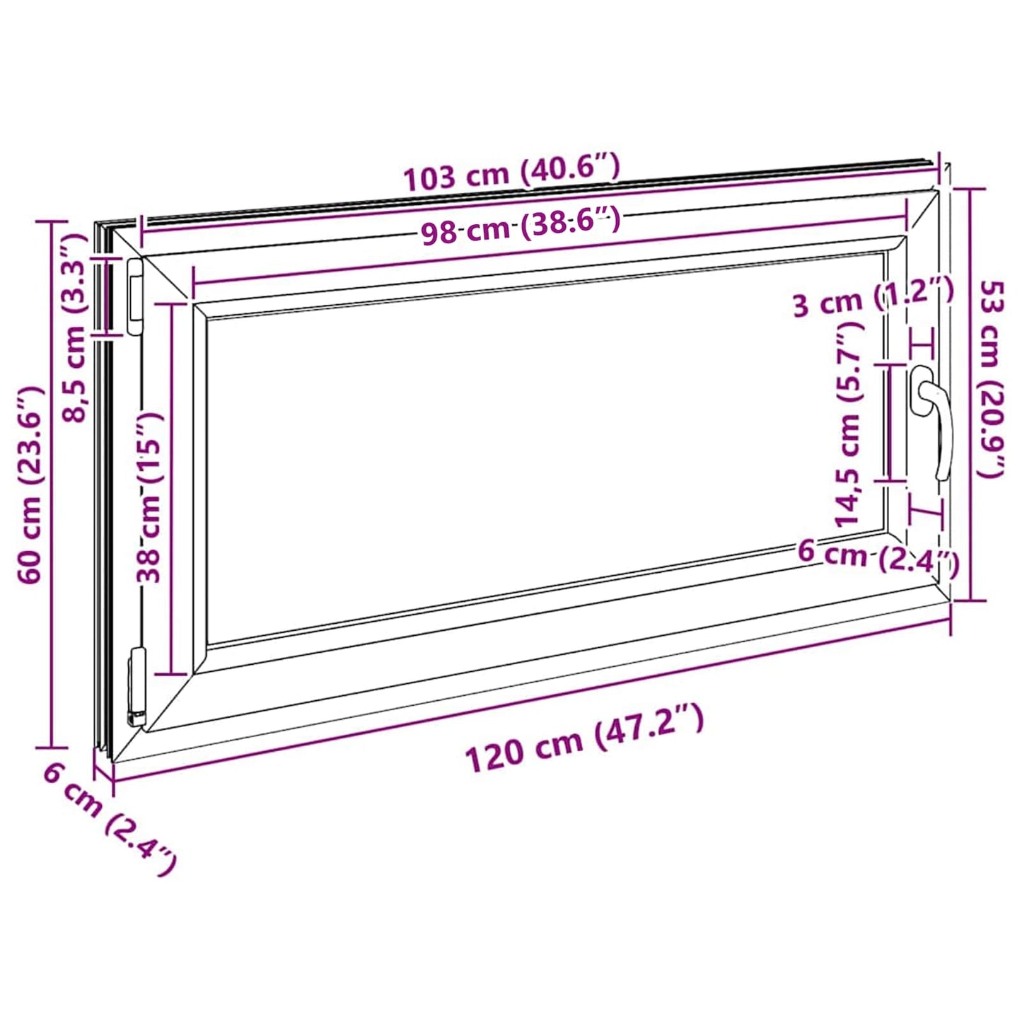 Basement Window RISOR 120 x 60 cm PVC and Glass Anthracite
