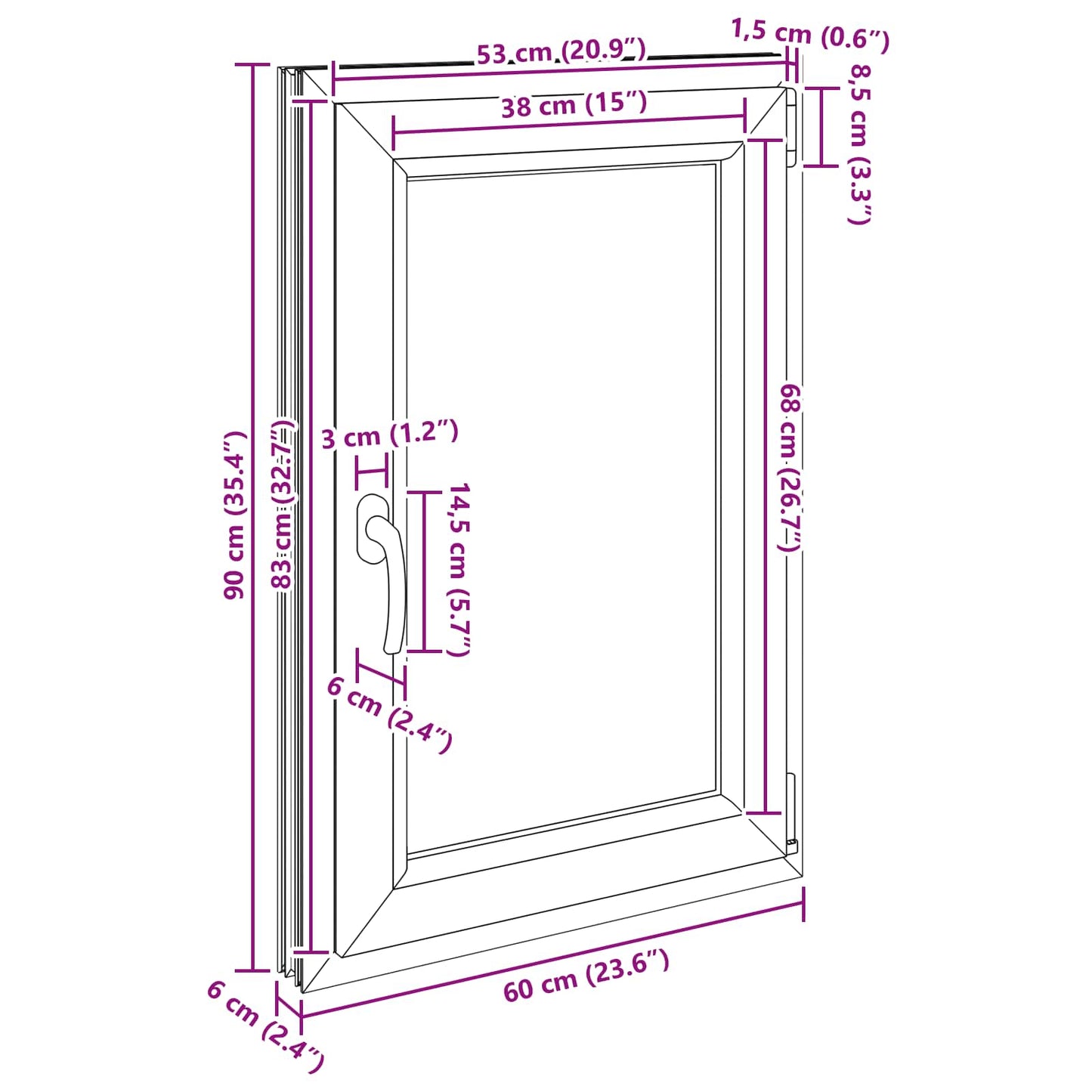 Basement Window RISOR 60 x 80 cm PVC and Glass Anthracite