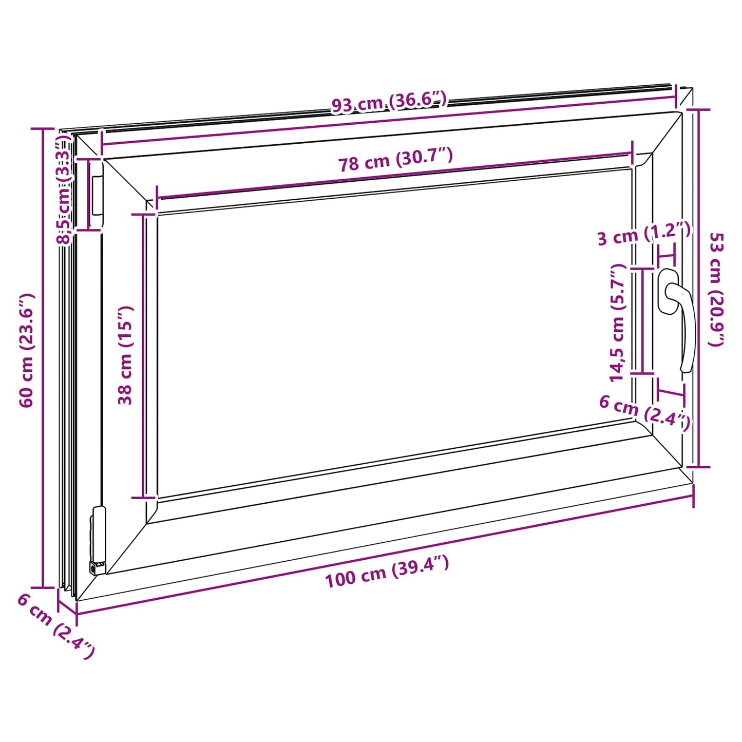 Basement Window RISOR 100 x 60 cm PVC and Glass Anthracite
