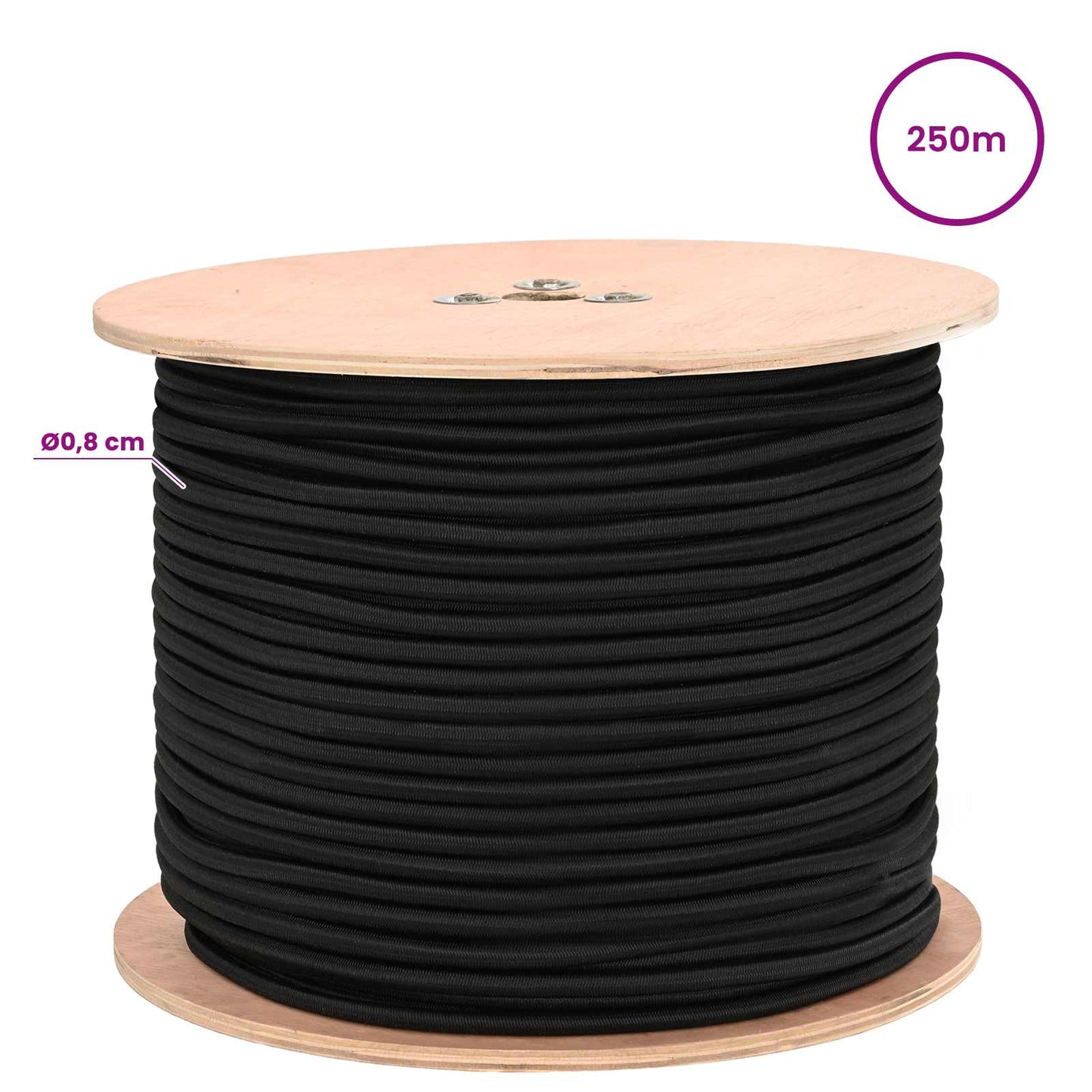Bungee Cords 8 mm Black PP and Rubber